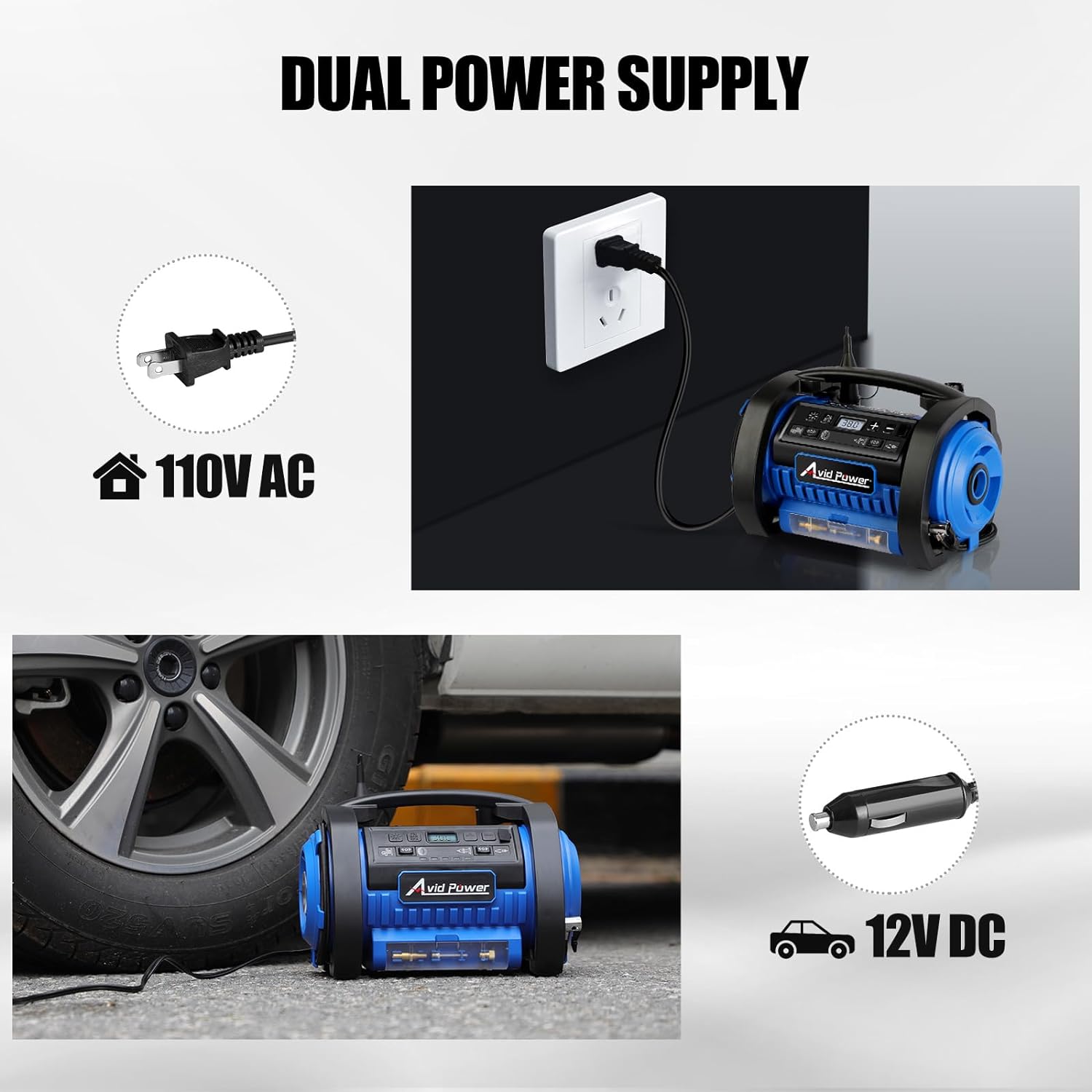 Avid Power Tire Inflator ACDC Portable Air Compressor