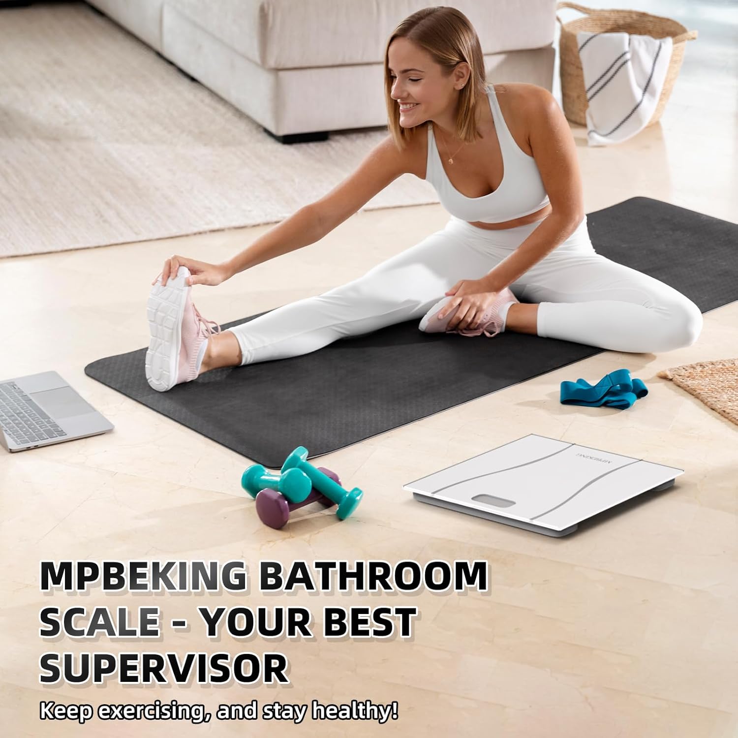 MPBEKING Digital Weight Scale with Tempered Glass and Tape Measure
