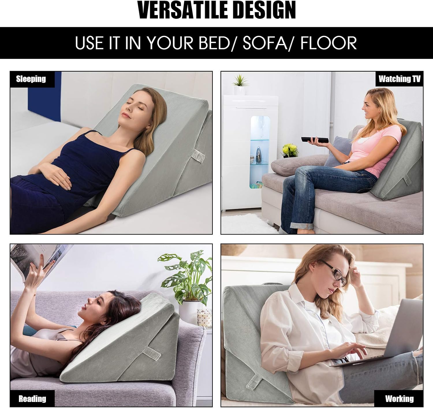 Giantex Bed Wedge Pillow 9 12 Adjustable Folding Support Pillow