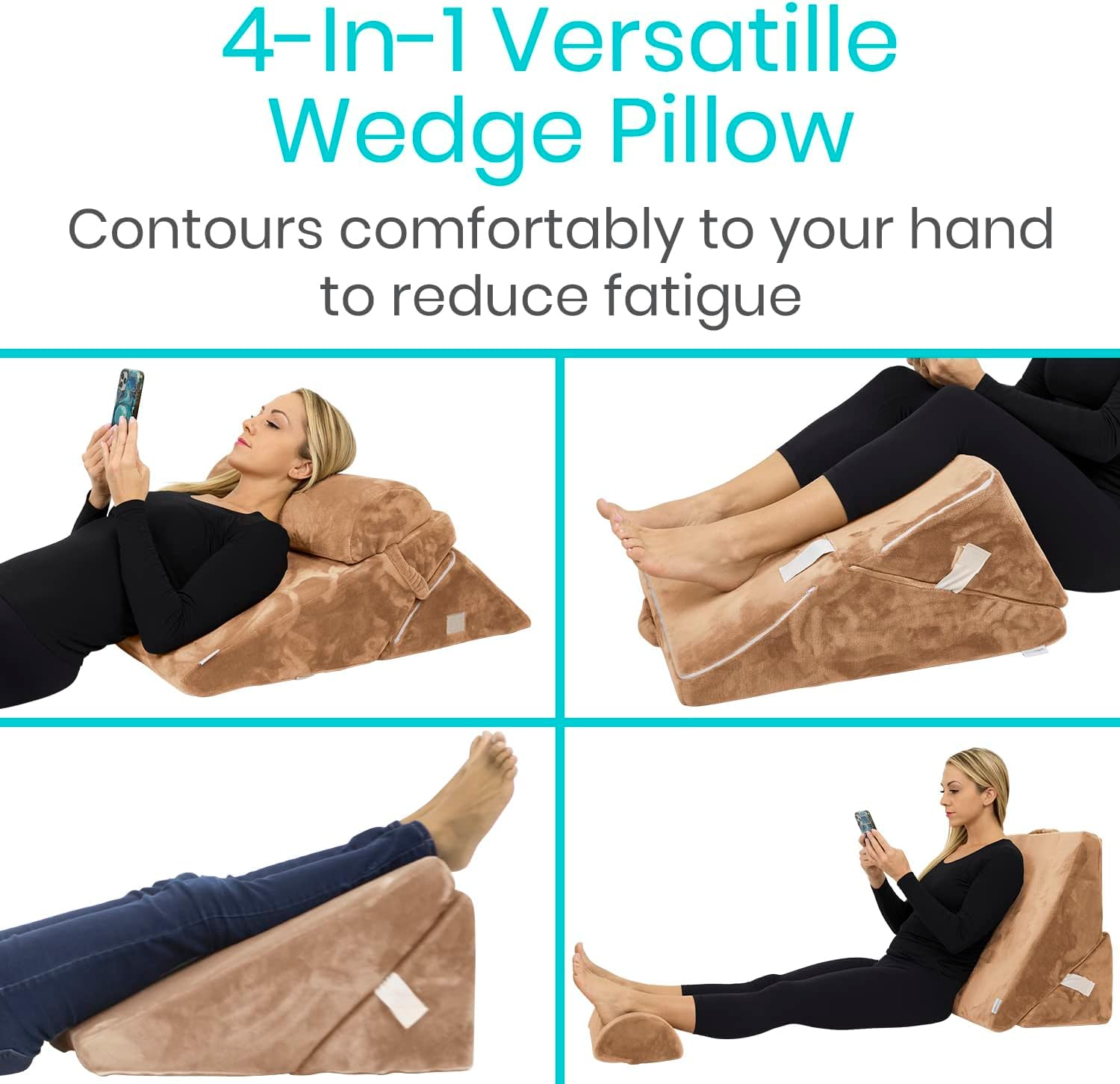 Xtra-Comfort Bed Wedge Pillow - 3 in 1 Folding Support System