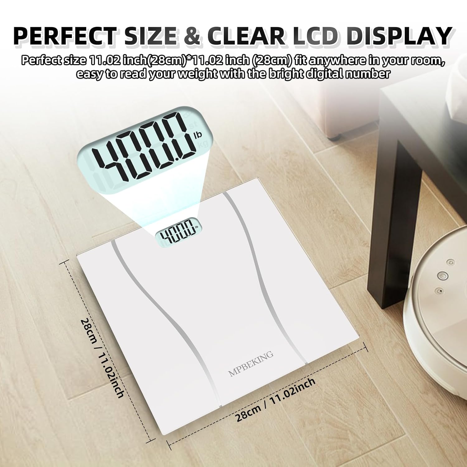 MPBEKING Digital Weight Scale with Tempered Glass and Tape Measure