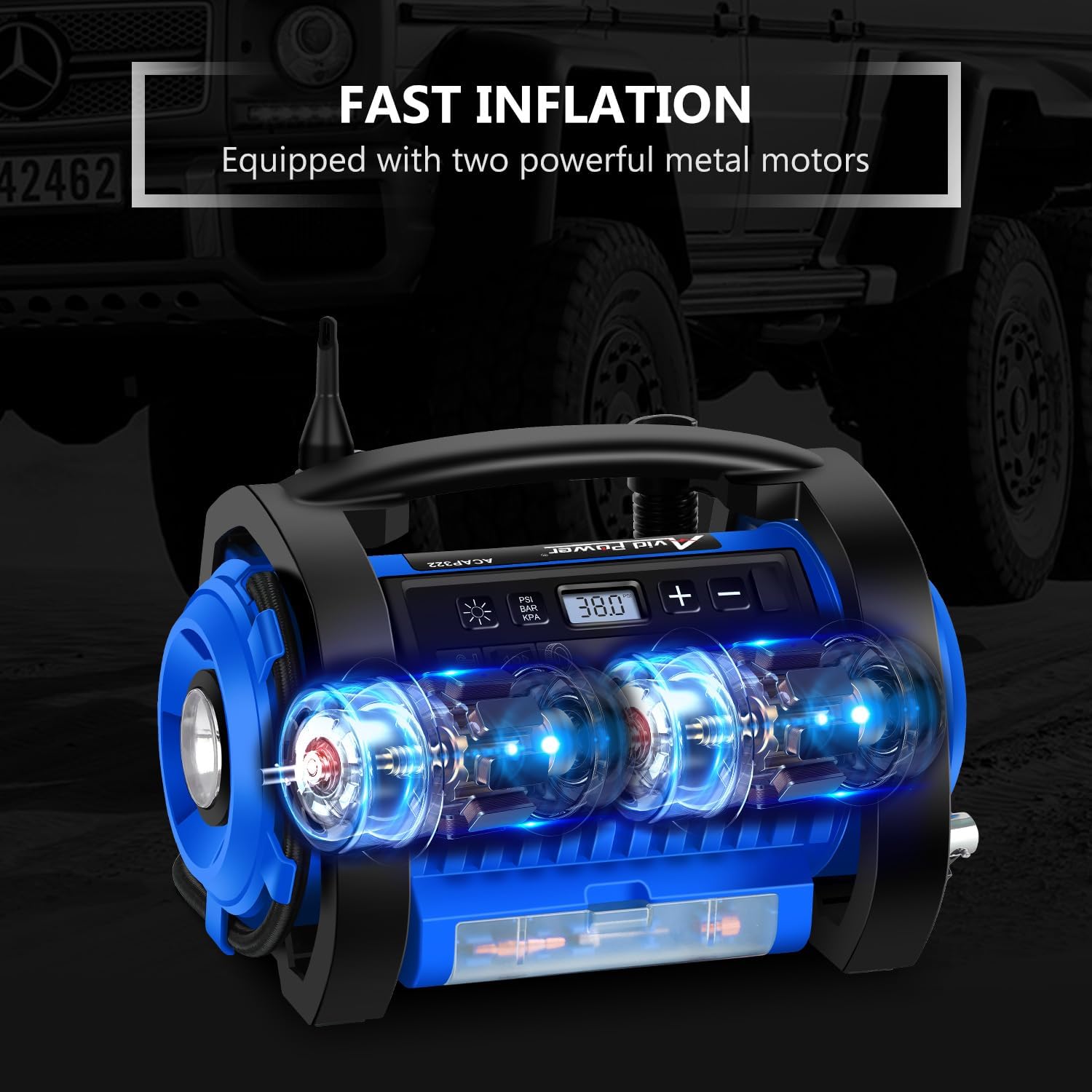 Avid Power Tire Inflator ACDC Portable Air Compressor
