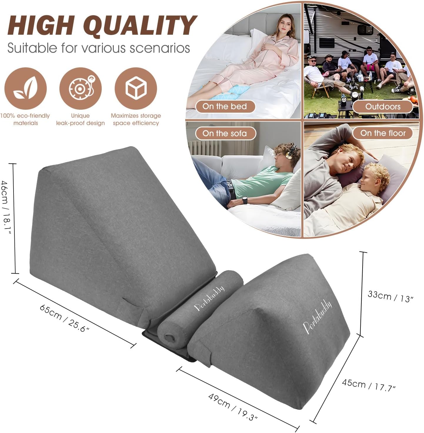 Portabuddy Inflatable Wedge Pillow - 0-90 Adjustable