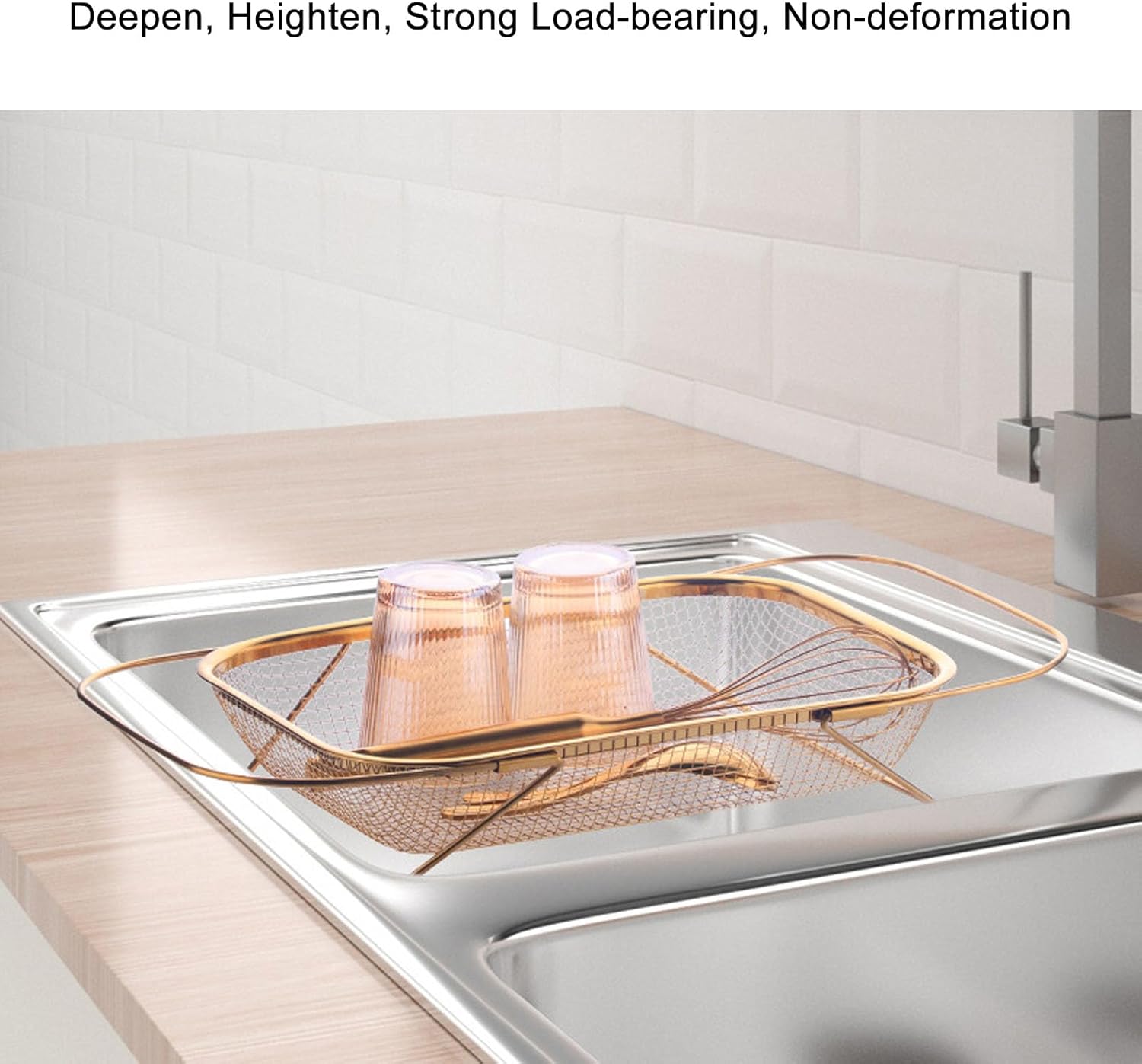 CHICIRIS Rose Gold Colander Strainer Over The Sink