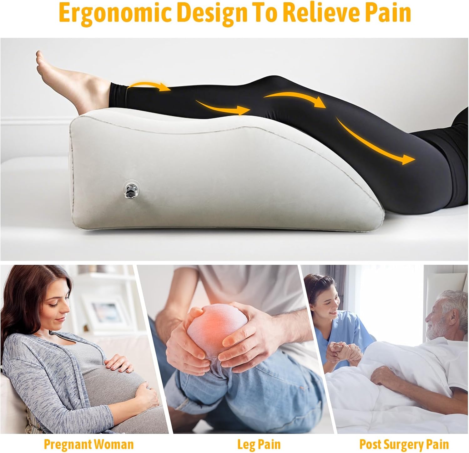 Inflatable Leg Elevation Pillow for Comfort and Swelling Relief