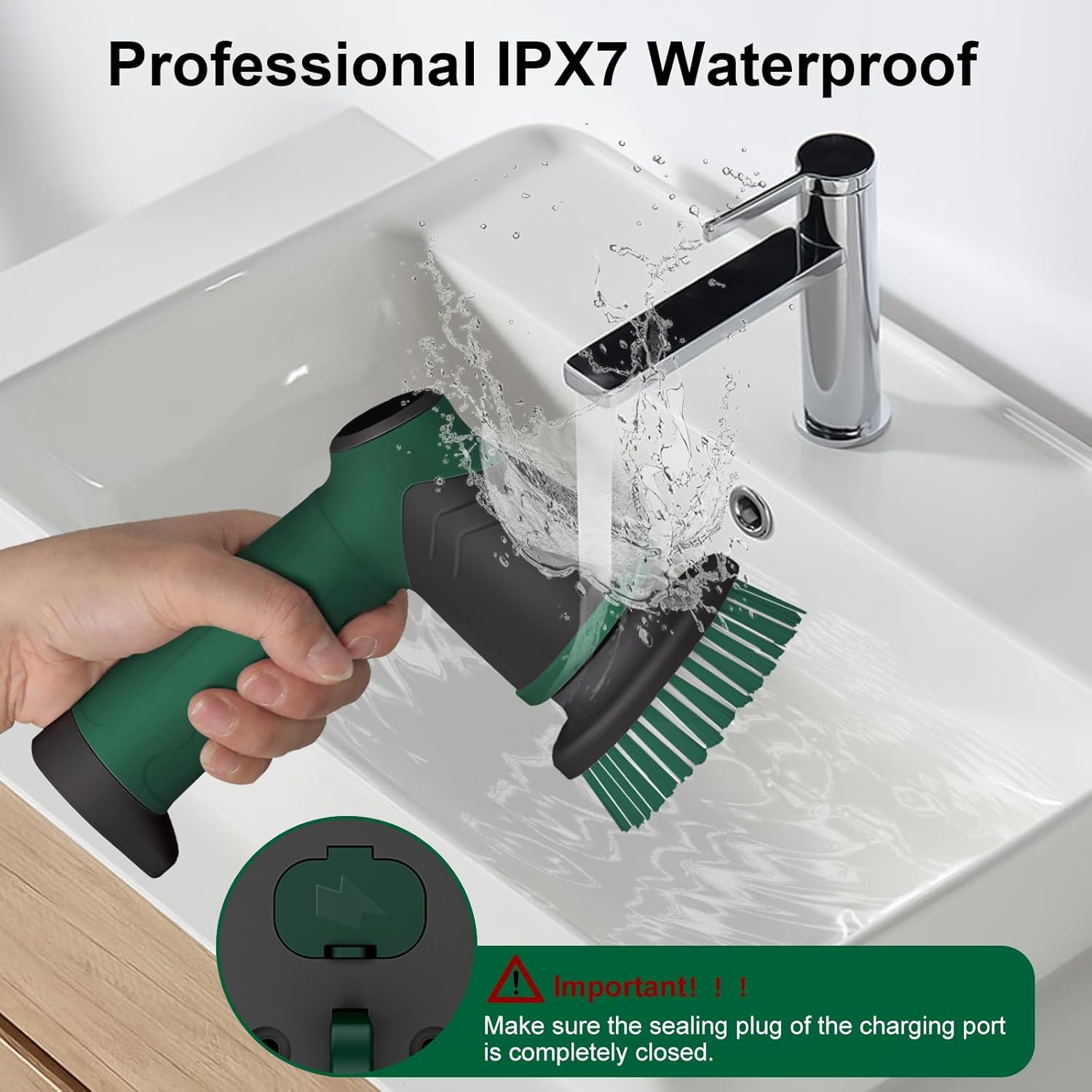 KOOHORO Electric Cleaning Brush Set Dual Speed 7 Brush Heads