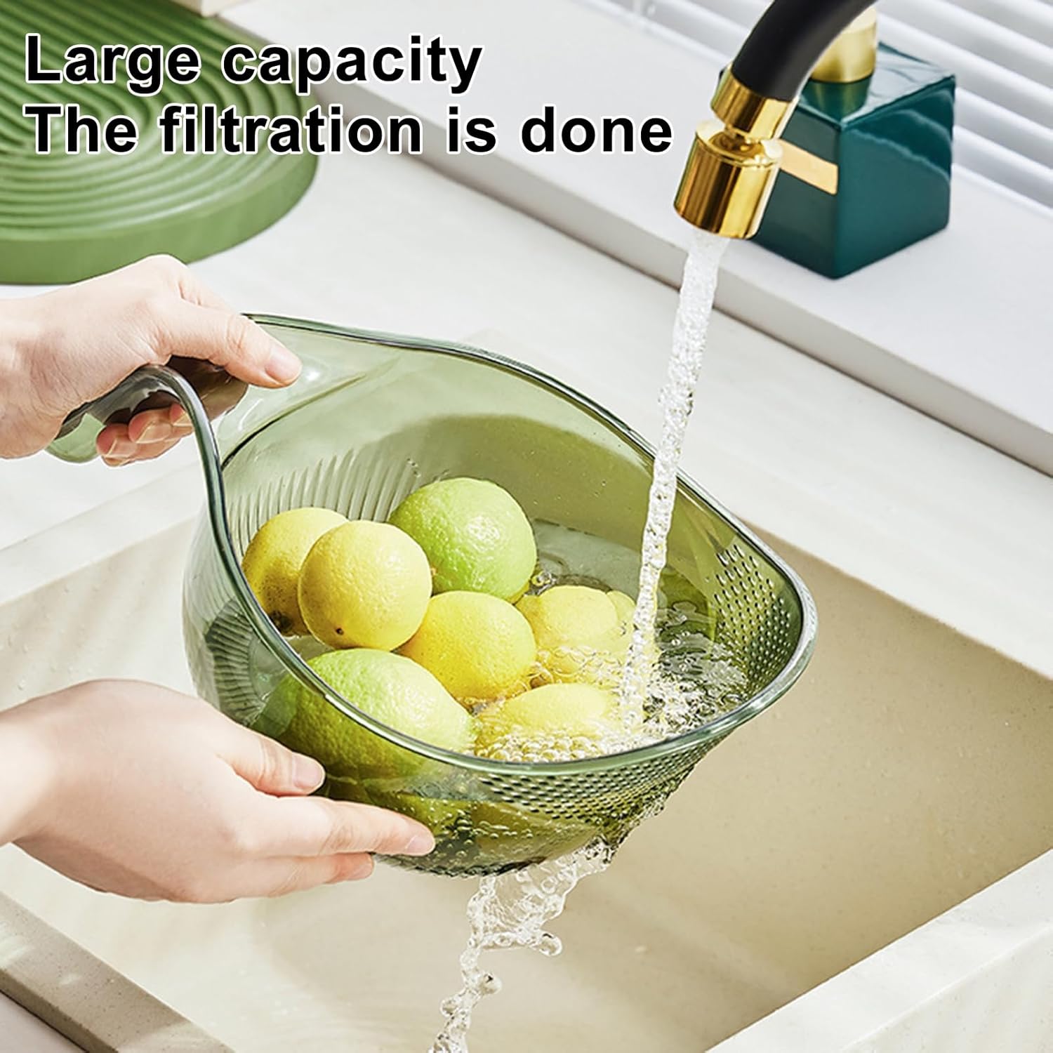 2 PCS Drain Basket with Handle for Kitchen Washing