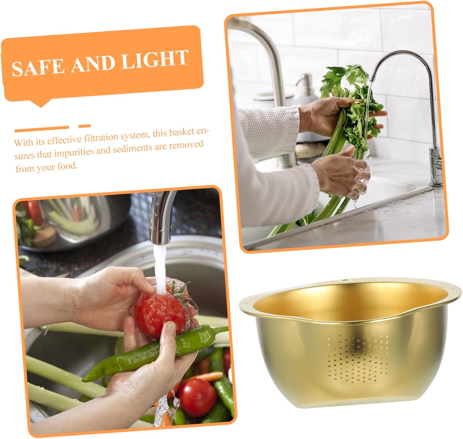 Luxshiny Stainless Steel Colander with Drain Basket