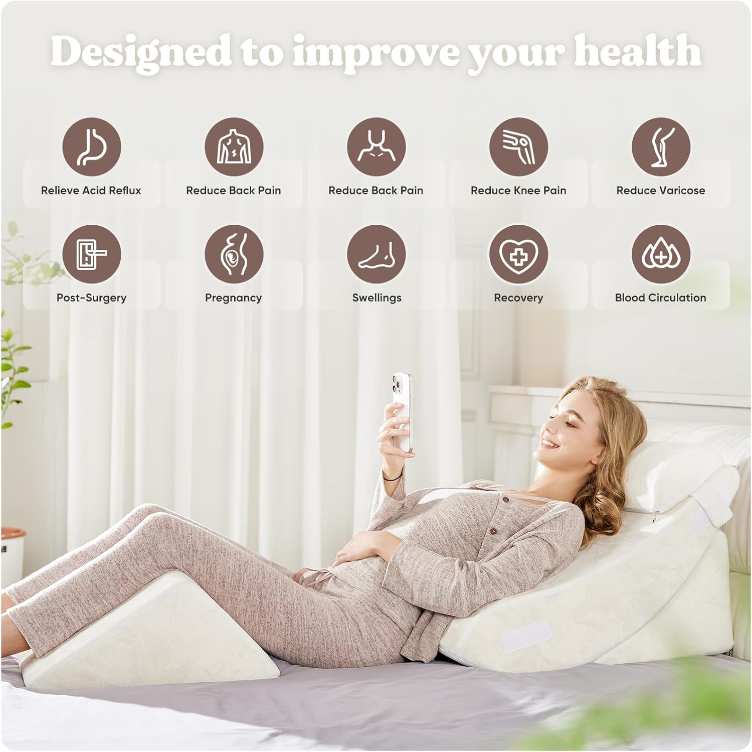 4PCS Orthopedic Bed Wedge Pillow Set for Pain Relief and Comfort