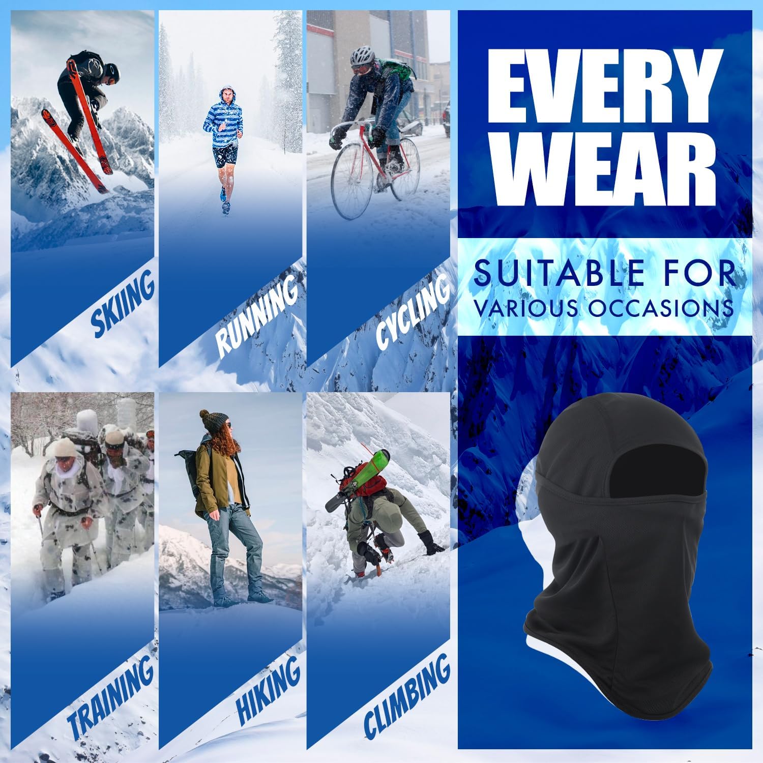 KOOLSOLY 3 Piece Balaclava Ski Mask for Men Women UV Protection Windproof