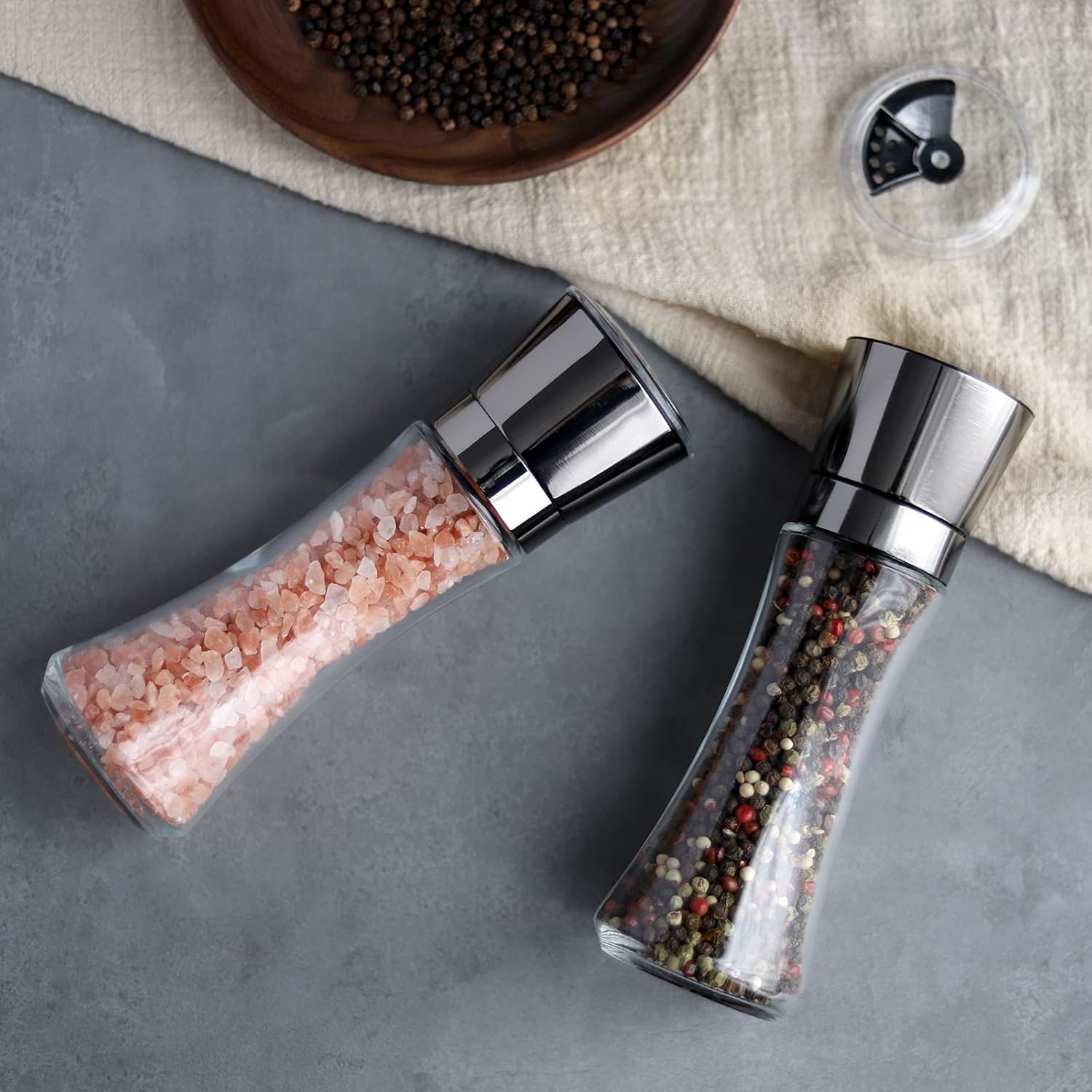 VEVOK CHEF Salt and Pepper Mill Set with Adjustable Coarseness