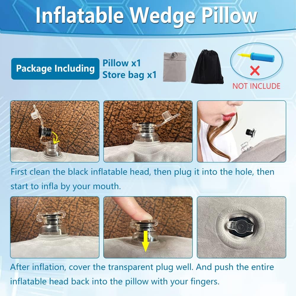 ZNALDP Inflatable Pillow Wedge for Acid Reflux and Travel