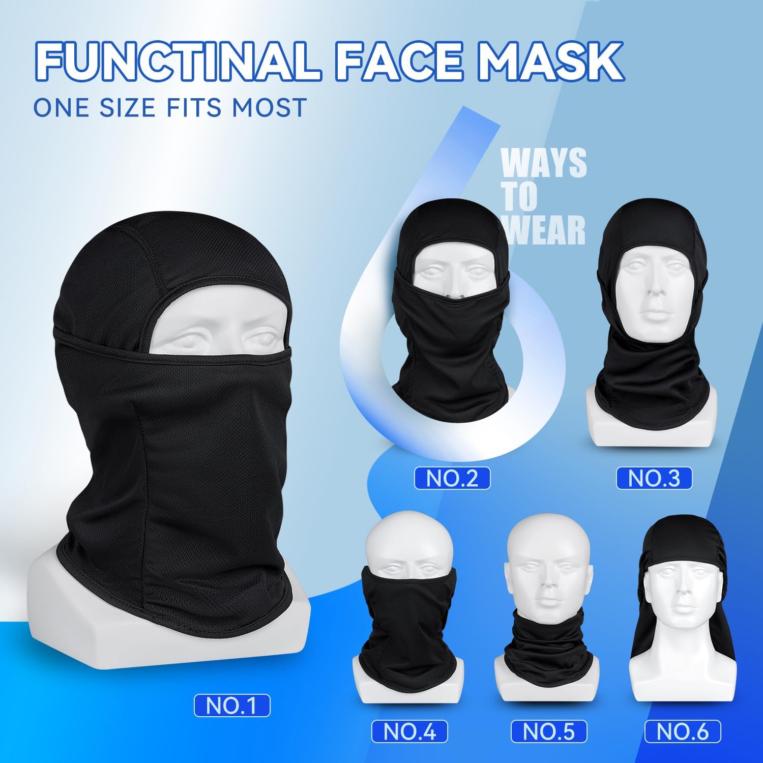 KOOLSOLY 3 Piece Balaclava Ski Mask for Men Women UV Protection Windproof