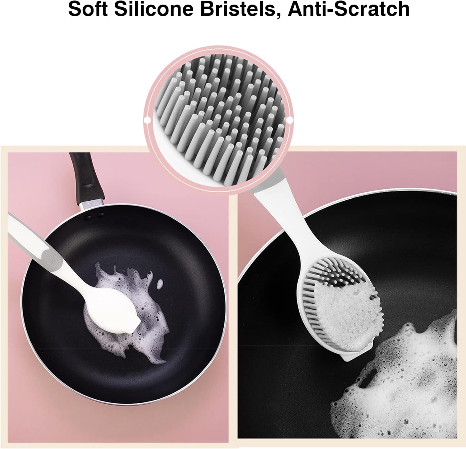 AMORBASE Dish Scrubber with Scraper Tip and Soft Bristles 1