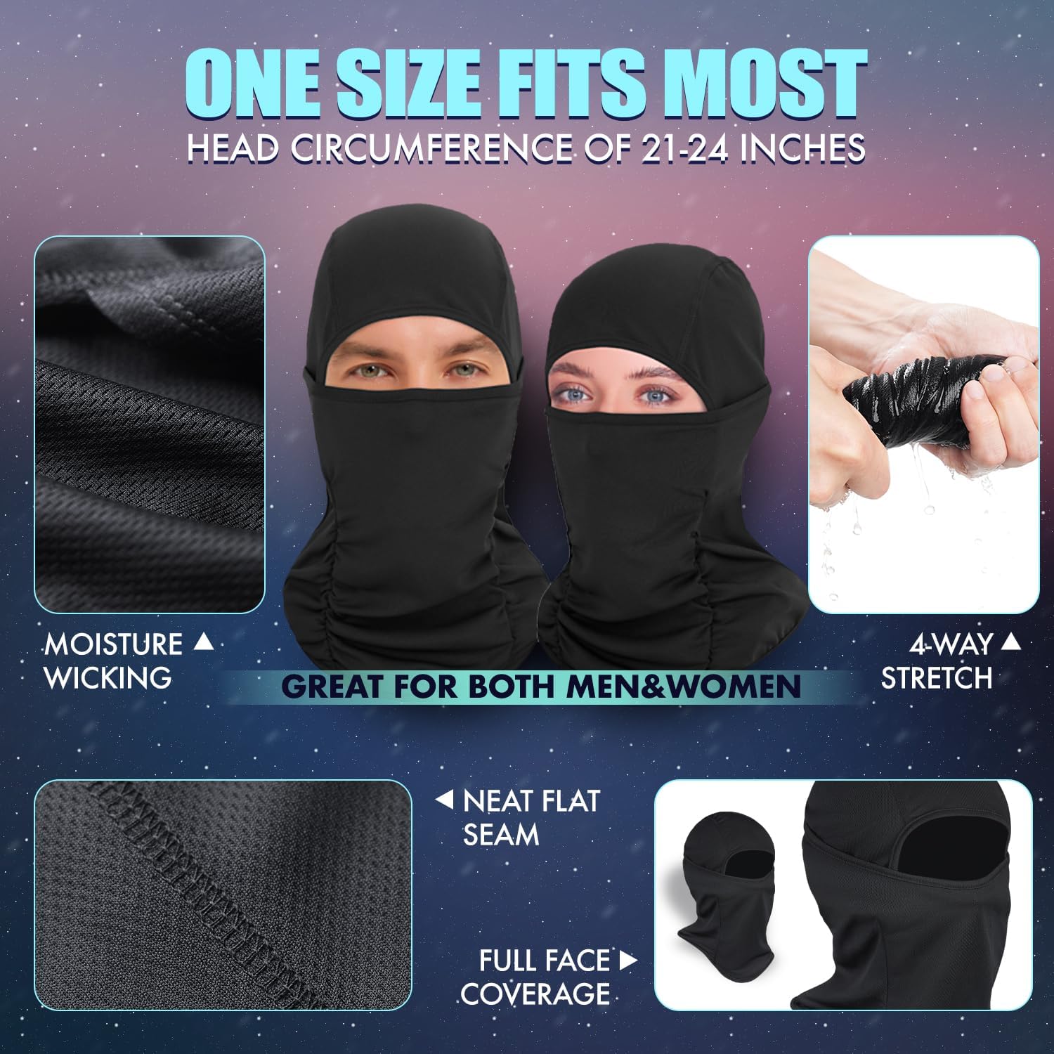 KOOLSOLY 3 Piece Balaclava Ski Mask for Men Women UV Protection Windproof