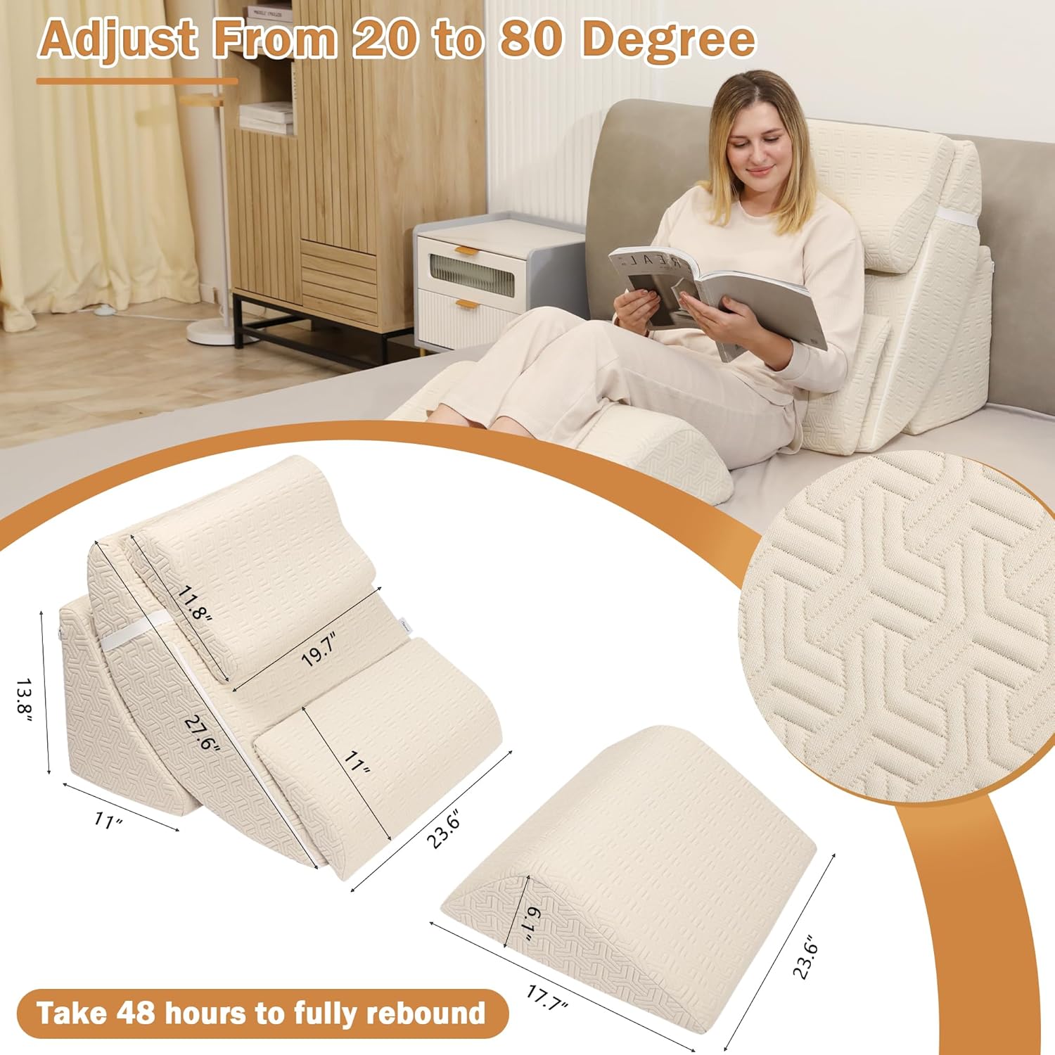 Betterhood 5pcs Orthopedic Bed Wedge Pillow Set