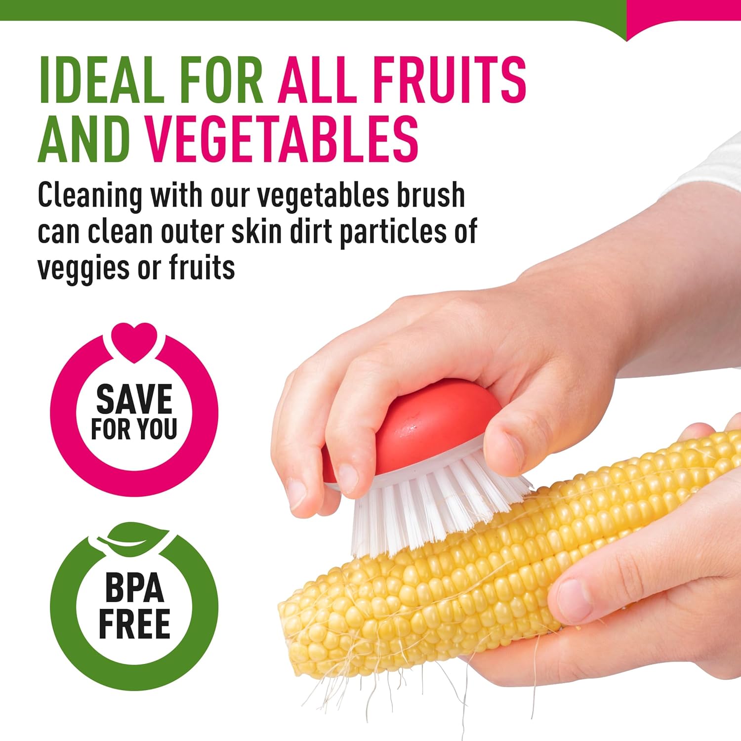 Vegetable Brush Scrubber 2Pcs Set Red and Green