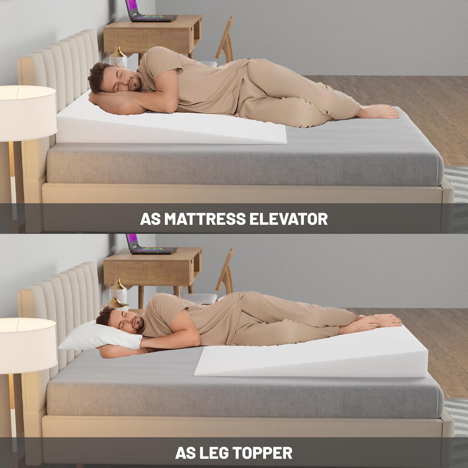 Greaton Extra Wide Bed Wedge Pillow - 40x20x4 - White