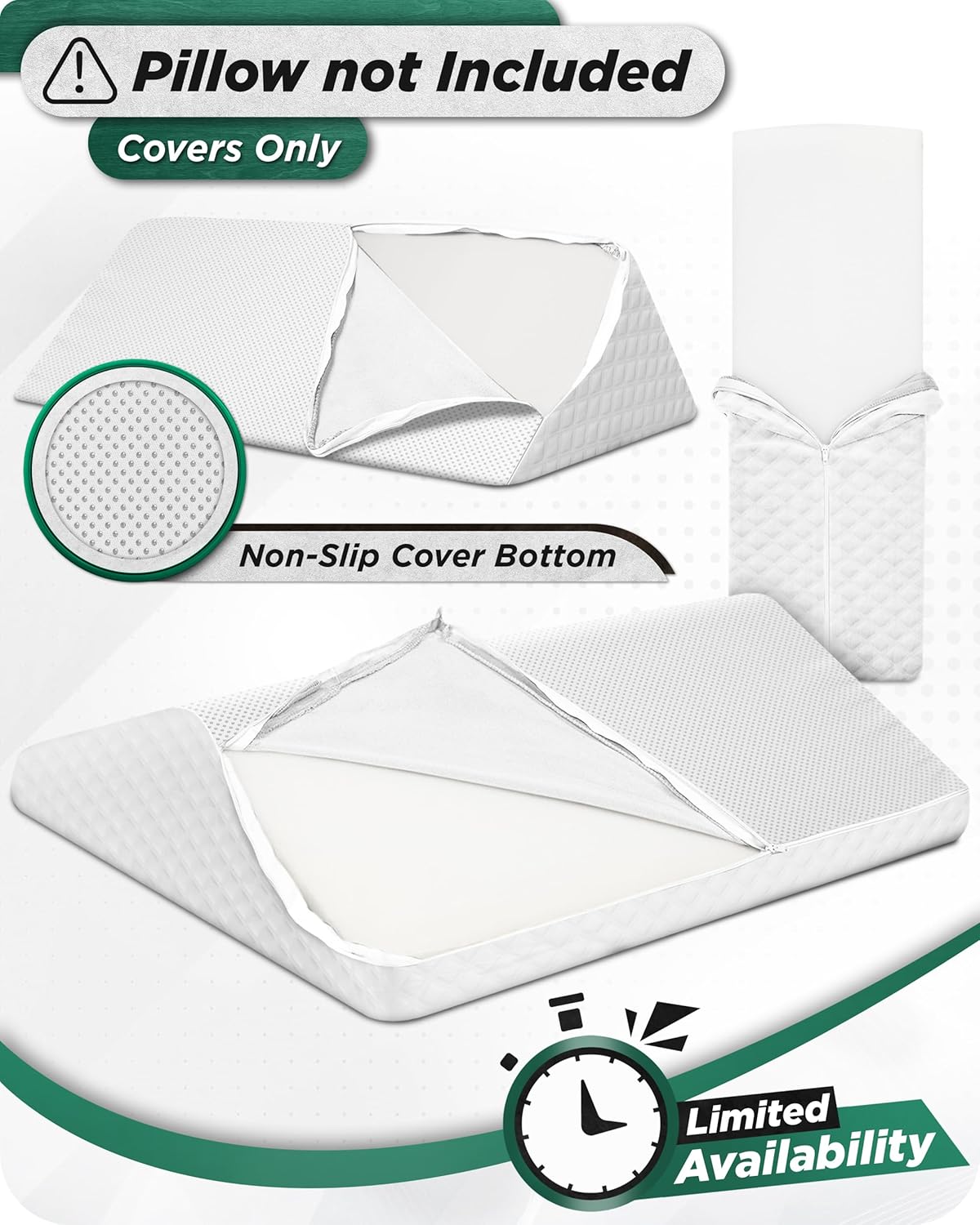 Lunix Replacement Cover for LX6 3pcs Wedge Pillow Set - Air White 1