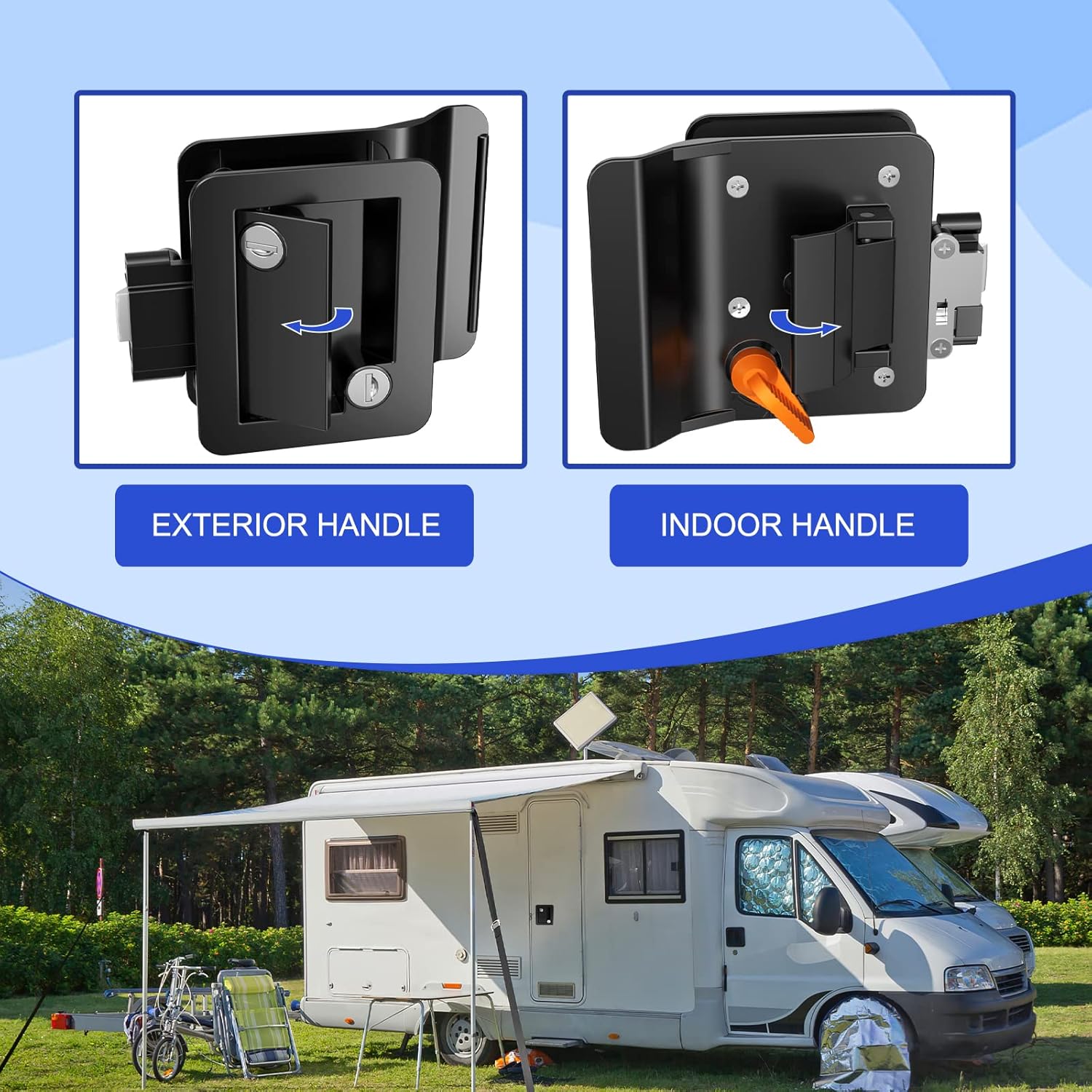 Ristow RV Entry Door Lock RL001 Black Key Lock