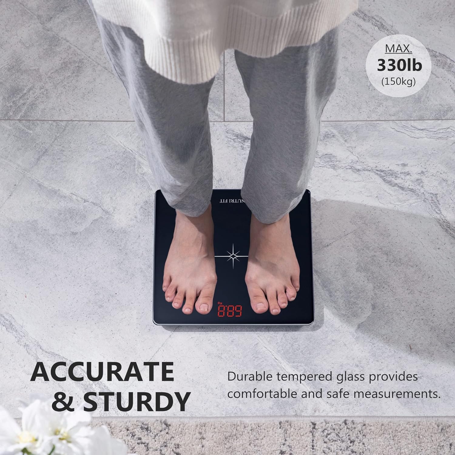 NUTRI FIT Digital Body Scale - 330 lb High Precision Black
