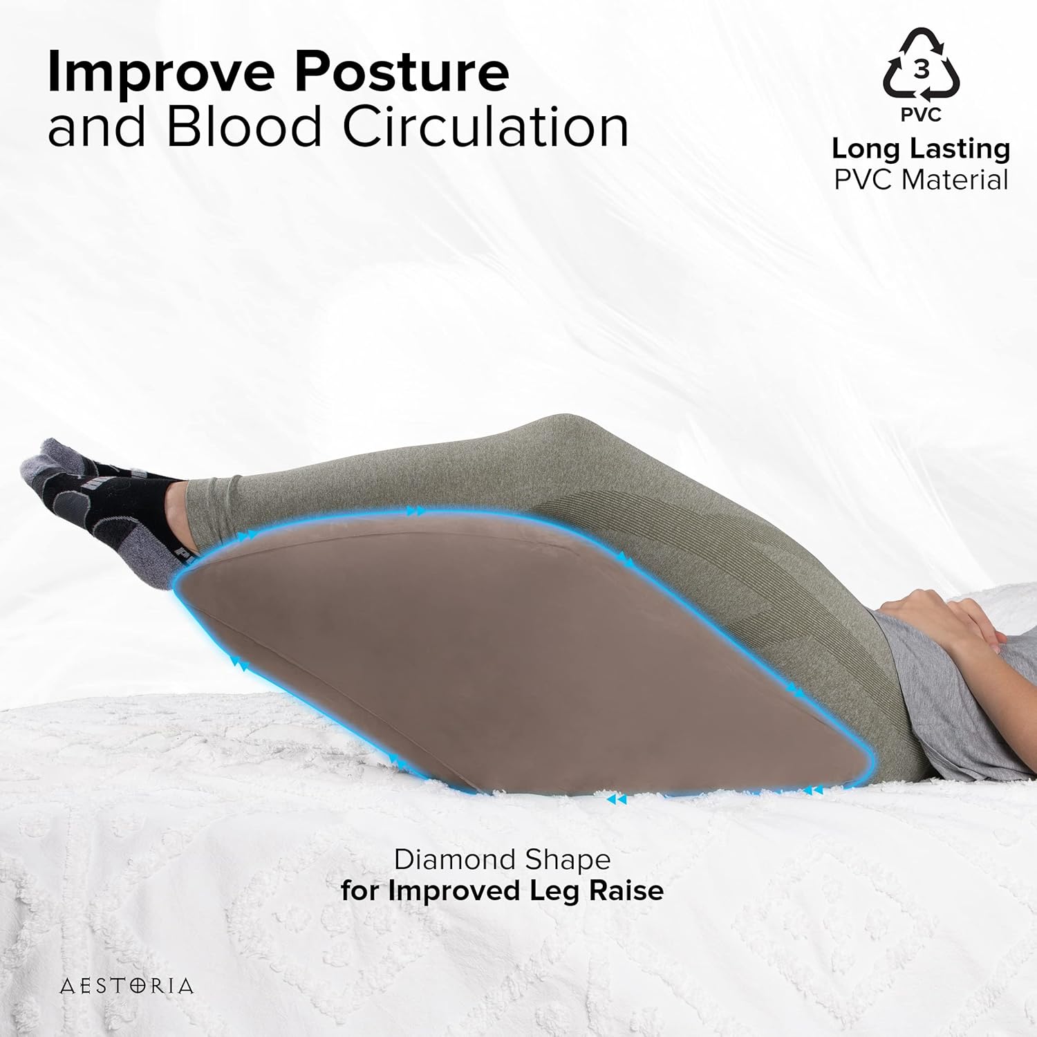 Aestoria Inflatable Leg Elevation Pillow - Portable Wedge with Storage Bag