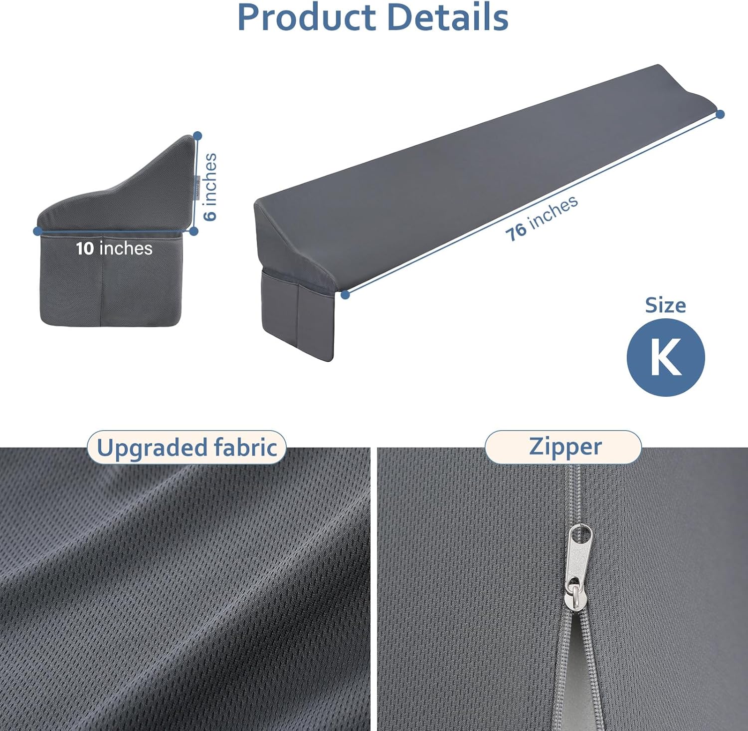 Vekkia King Bed Wedge Pillow - Gray