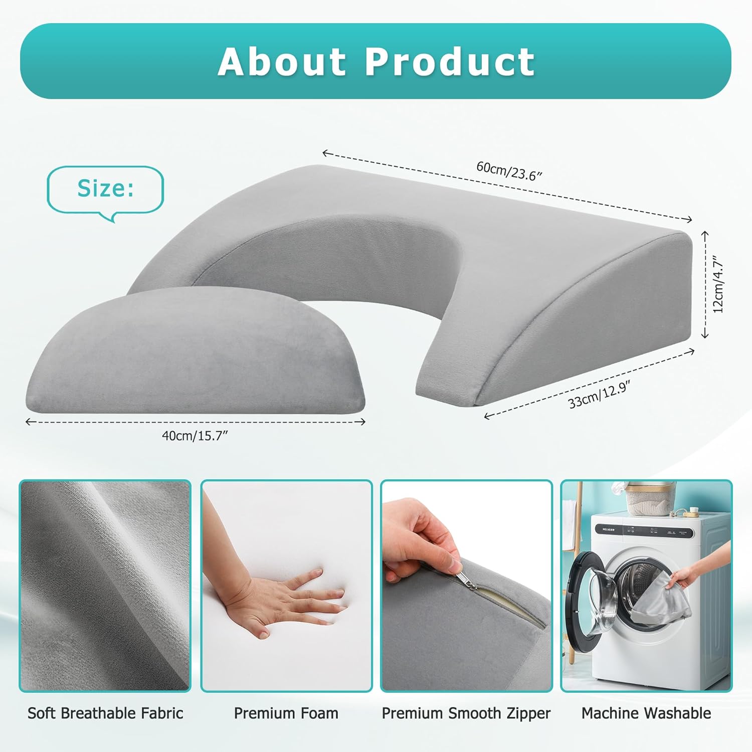 JFNoraiva 2IN1 Wedge Pillow for Back Pain Sleep Support