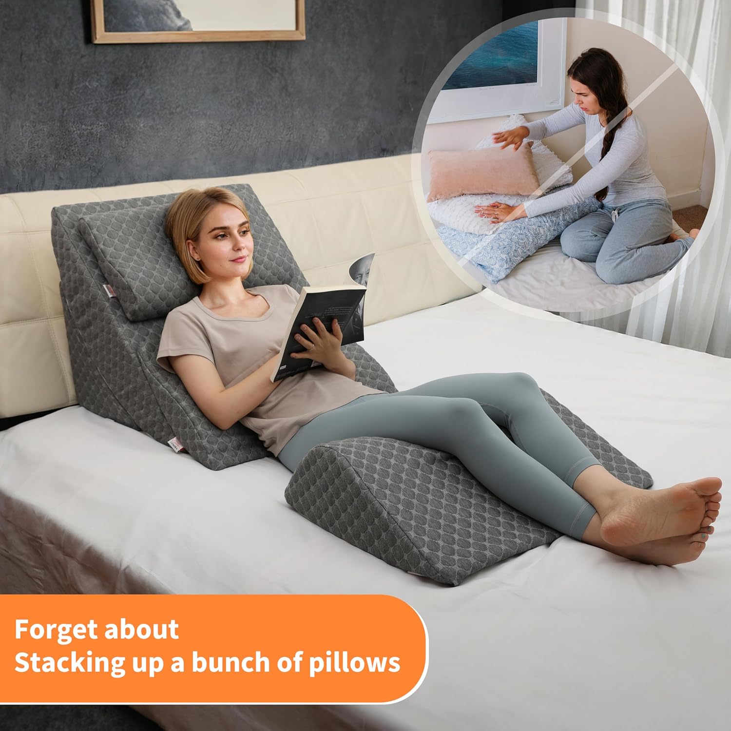Lenora Adjustable Orthopedic Wedge Pillow Set