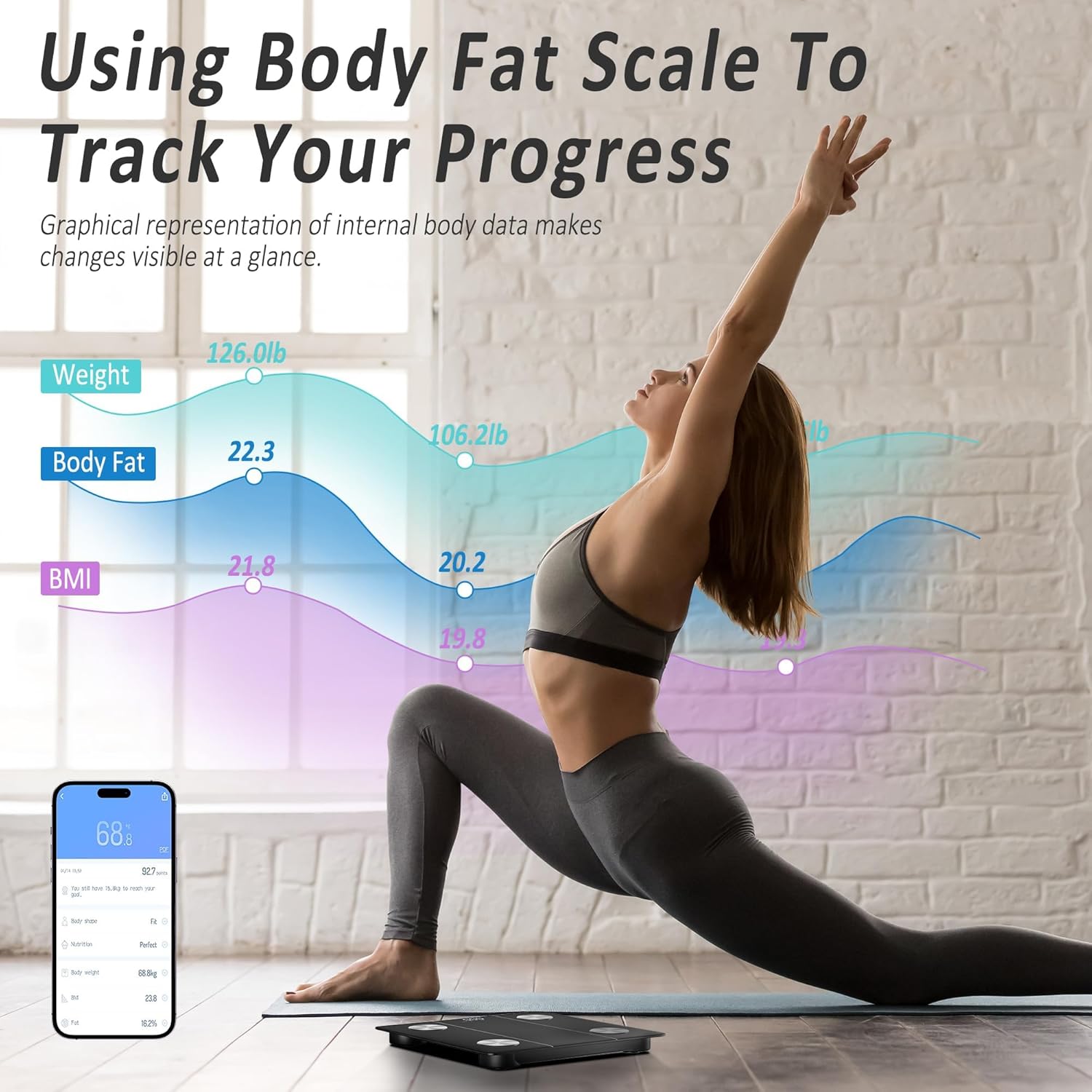 Elevon Digital Bathroom Scale with LCD Display and Tempered Glass 1