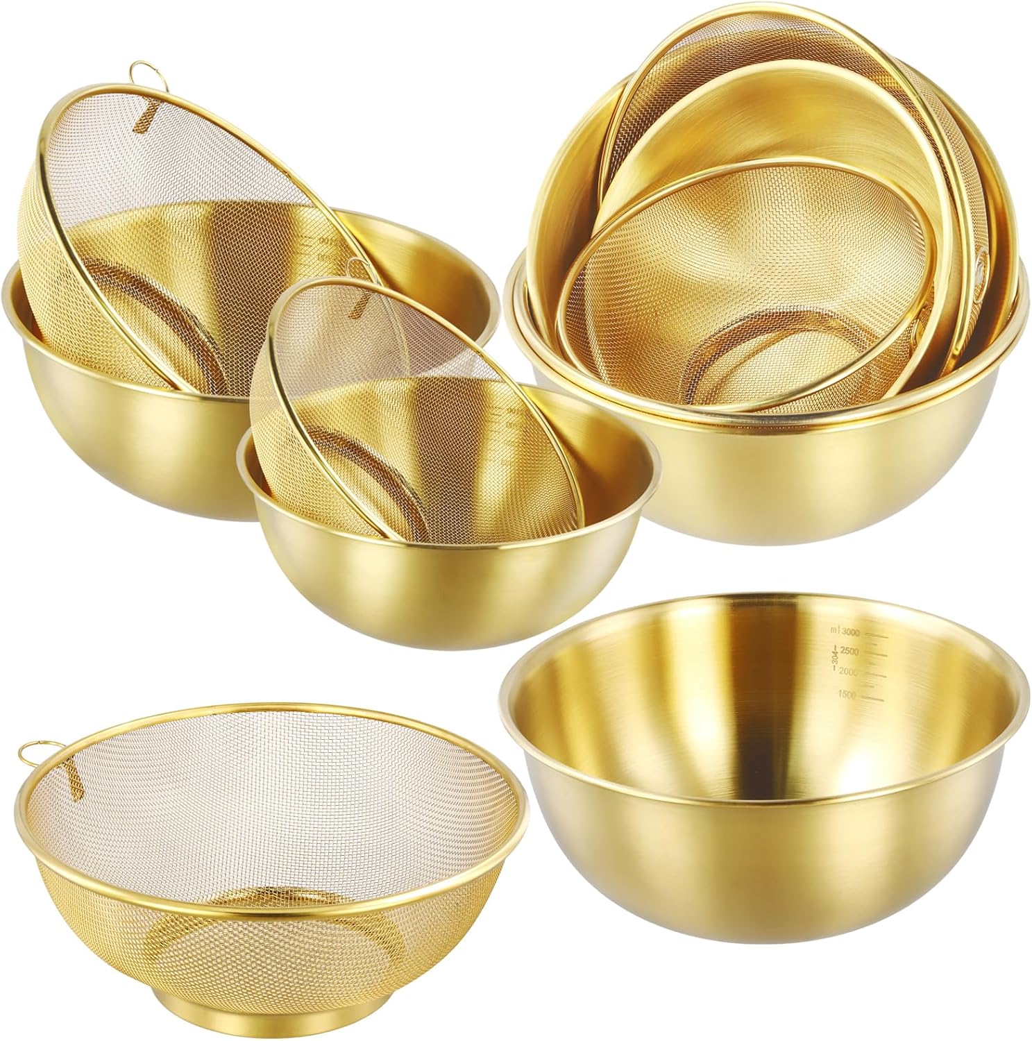 MAHIONG 6PCS Stainless Steel Colander Set with Mixing Bowls