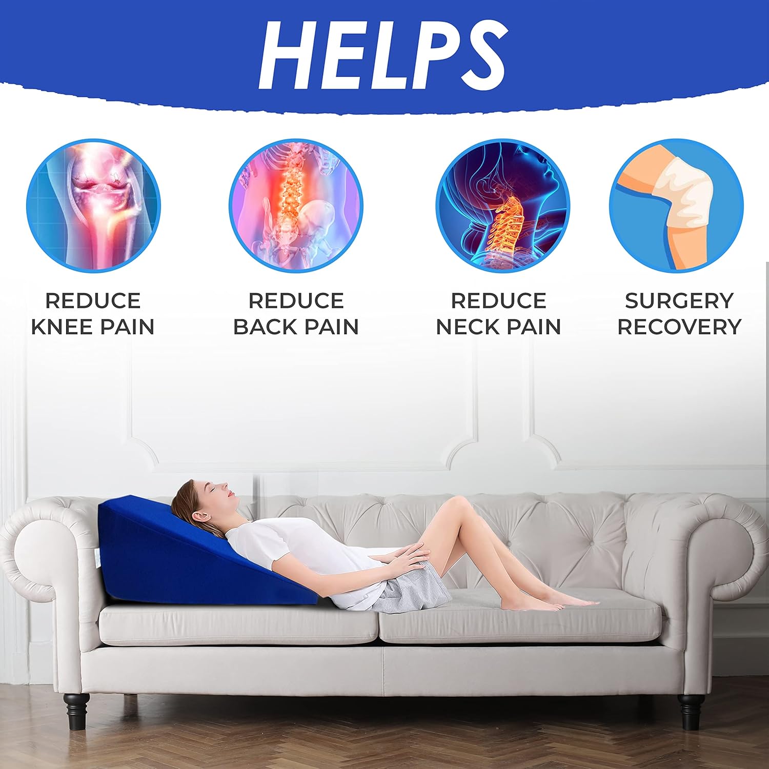 Bed Block Acid Reflux Wedge Pillow 75 Inch Lift
