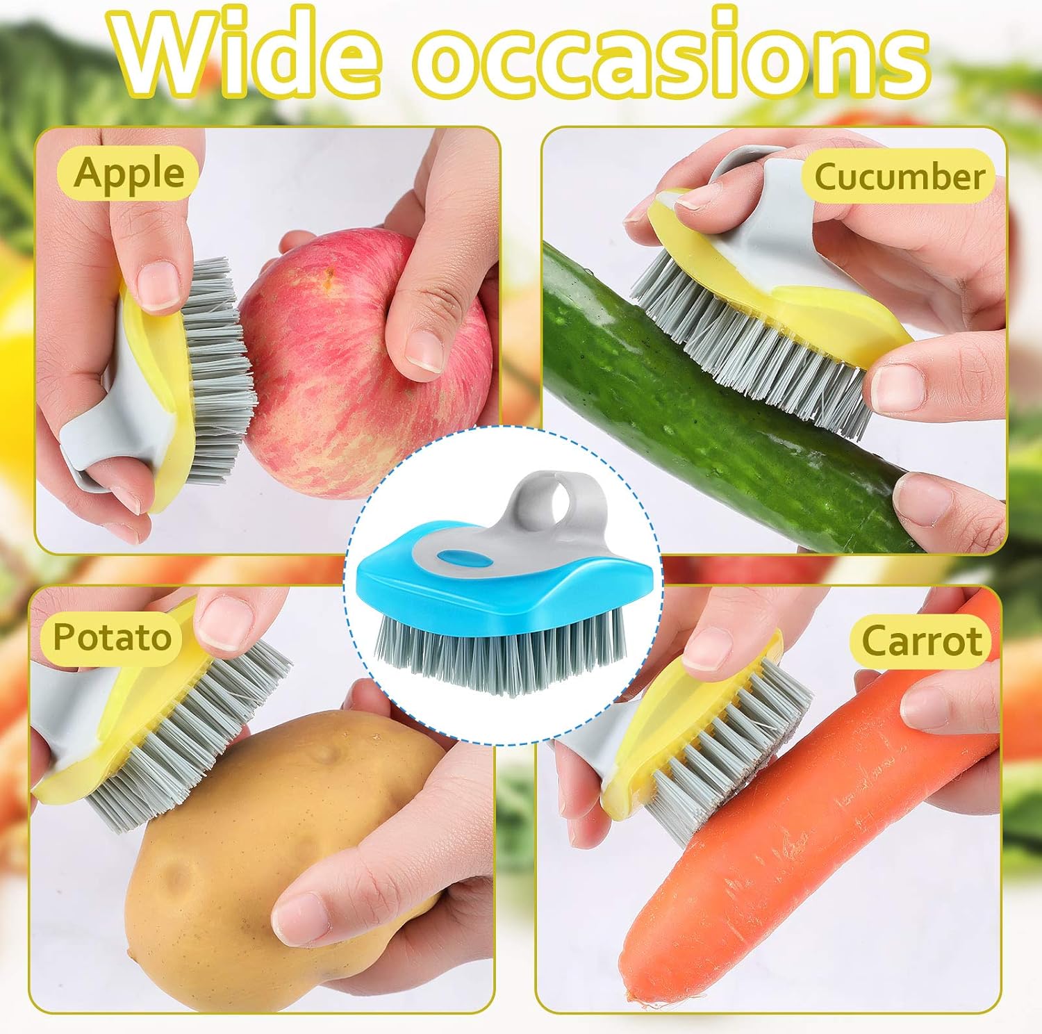 Tatuo 3-Piece Vegetable Brush Set for Fruits and Vegetables