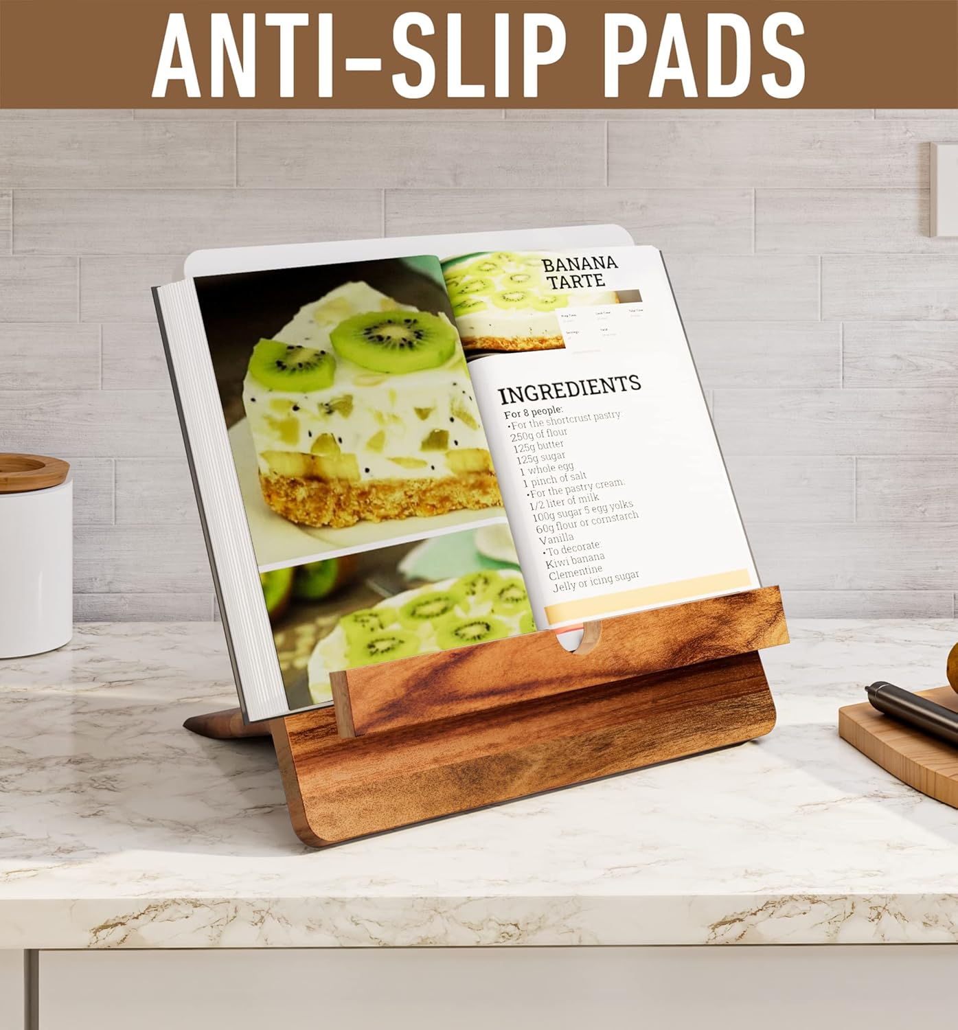 HB Design Co Acacia Cookbook Stand 12x12 Adjustable