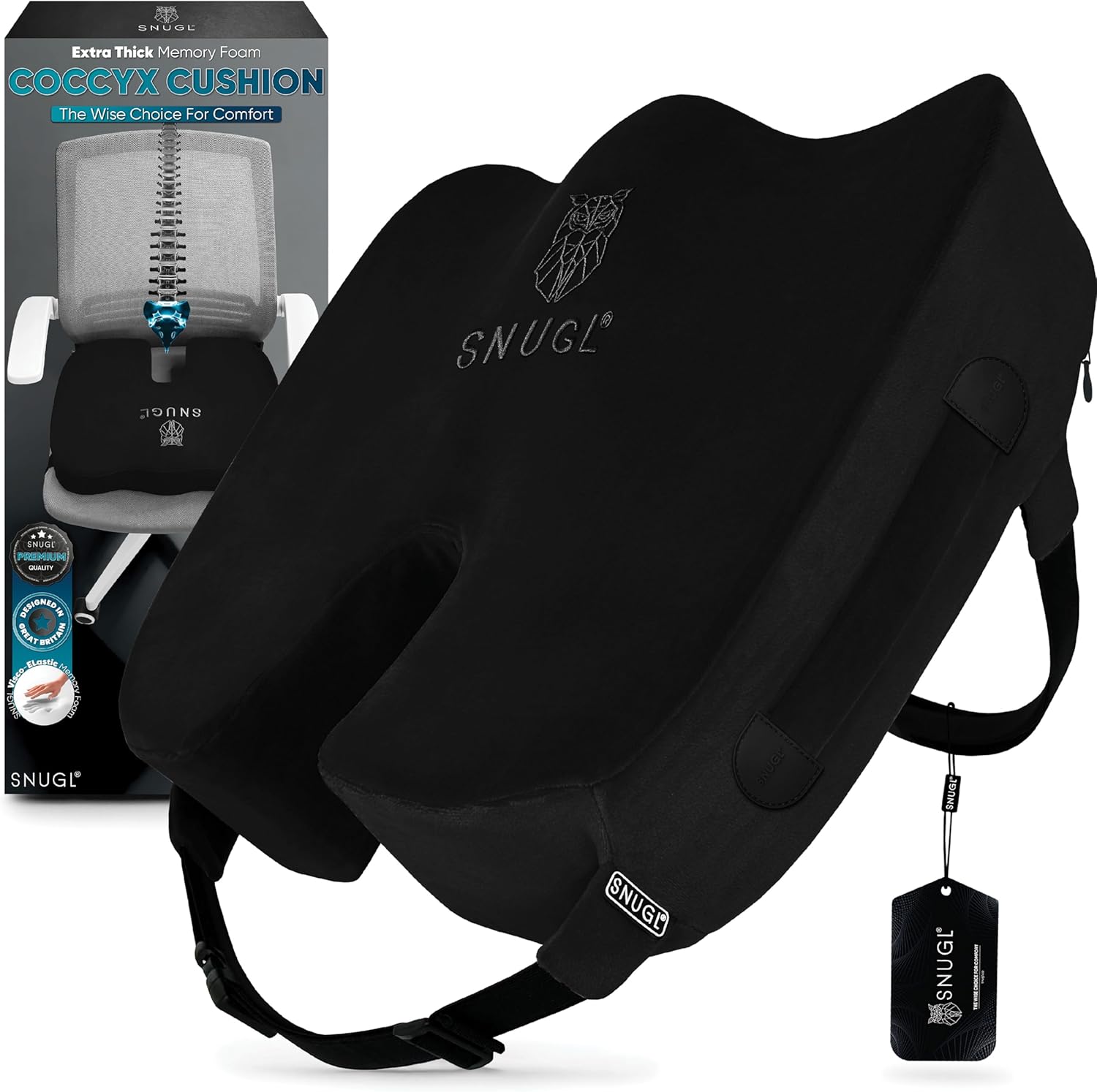 SNUGL Seat Cushion for Tailbone Back Pain Relief 1