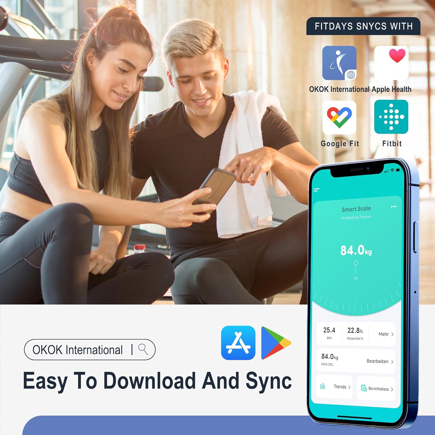 Elevon Smart Scale with 12 Body Metrics and Bluetooth Sync