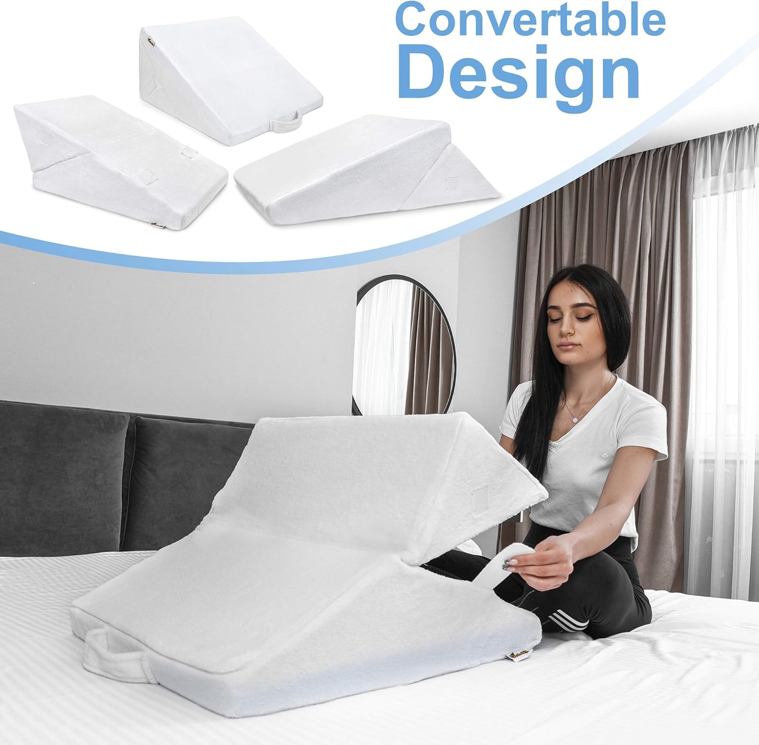 ONDEKT Adjustable Bed Wedge Pillow with Cooling Gel Memory Foam 1