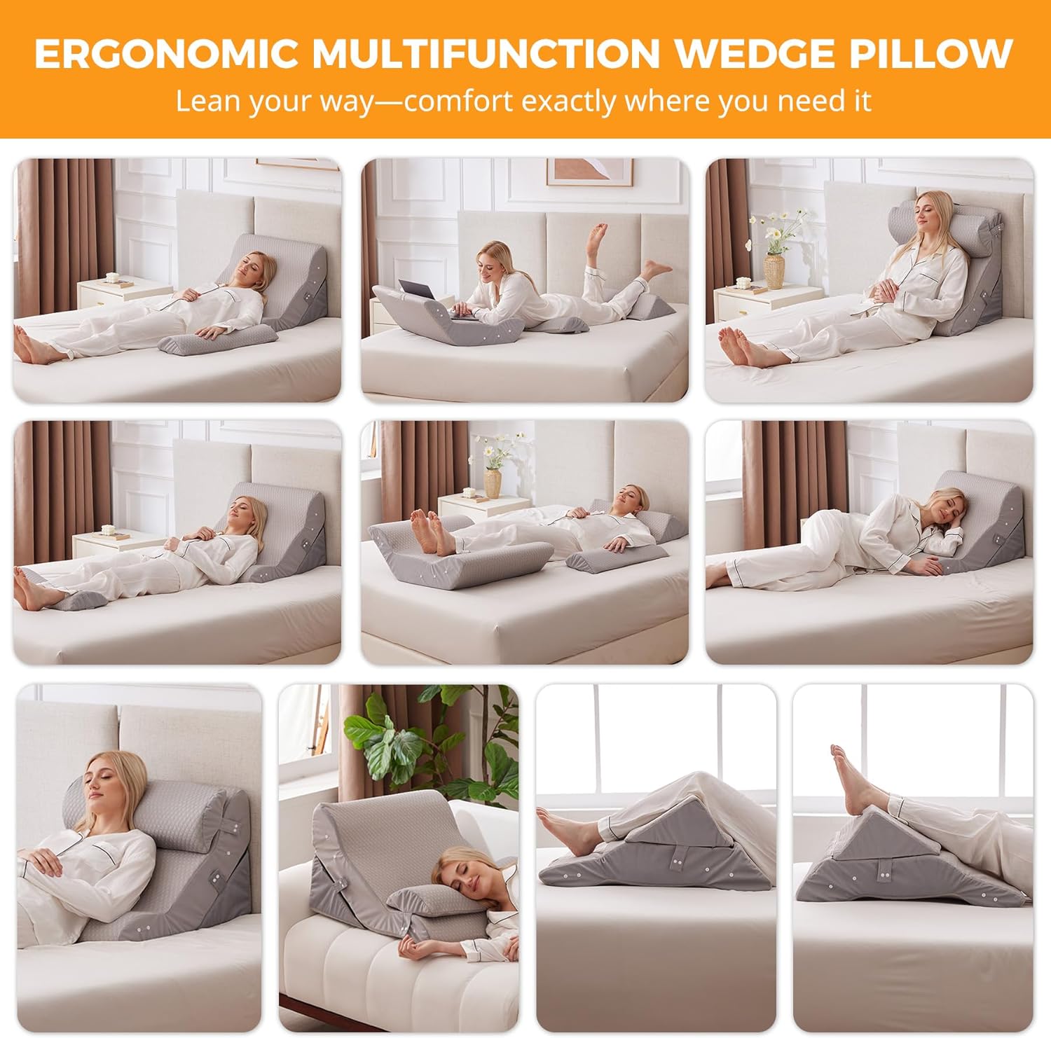 3PCS Adjustable Wedge Pillow Set for Post Surgery Relief