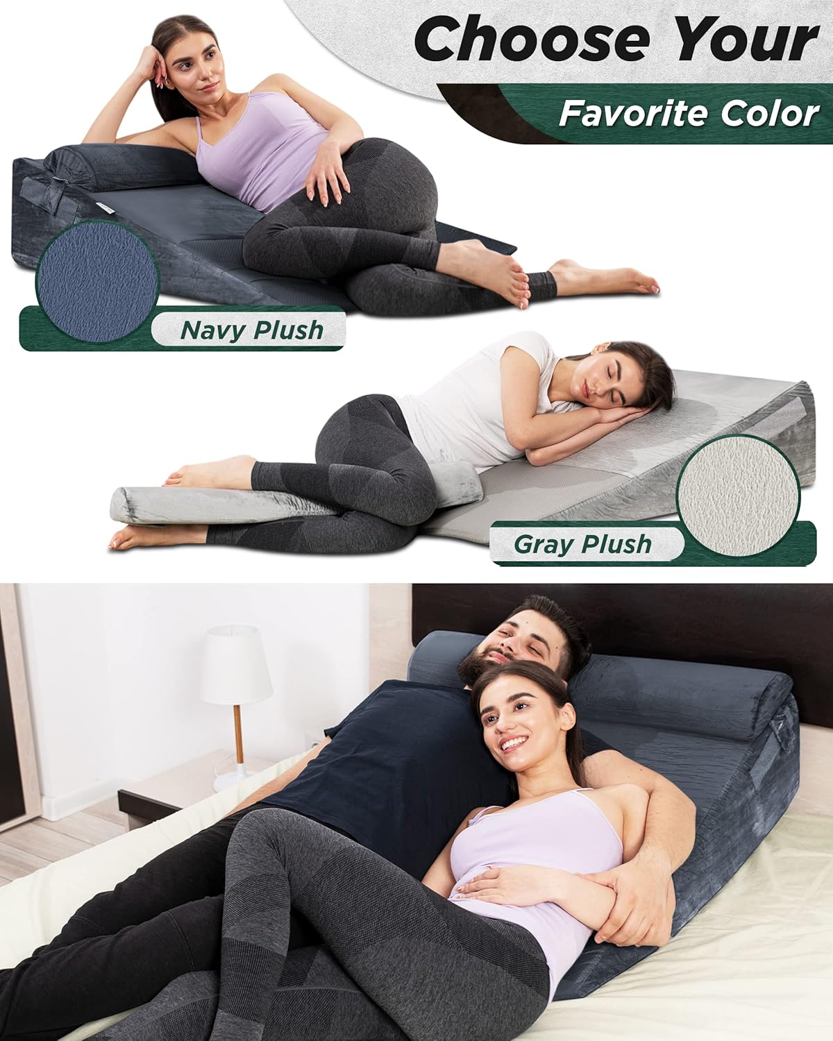 Lunix Replacement Cover for LX9 XL 12in Wedge Pillow Set - Navy 1