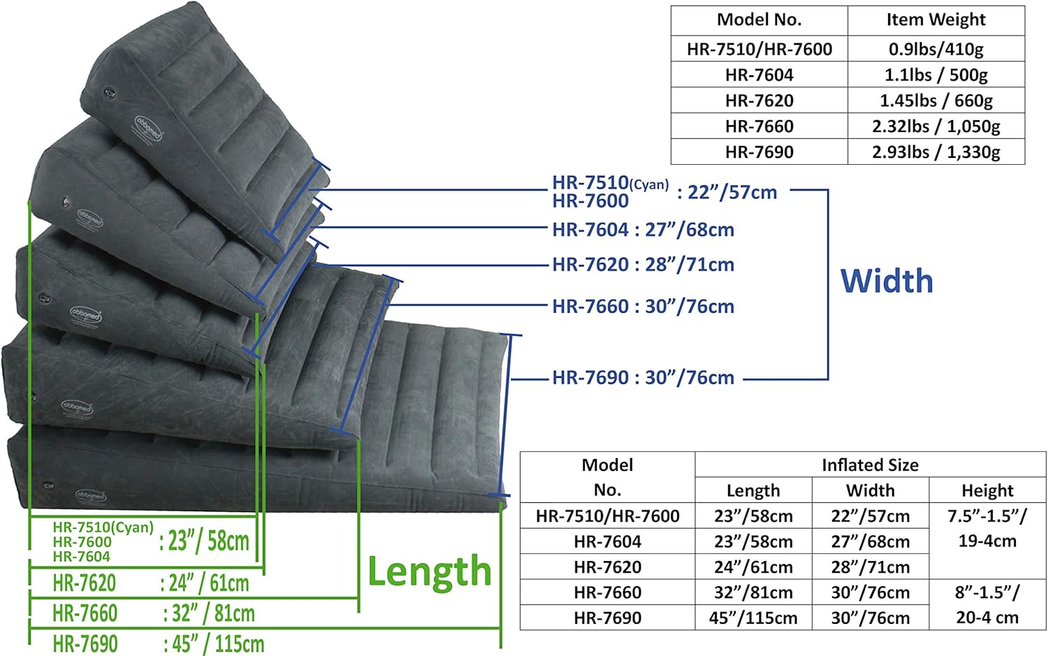 ObboMed HR-7620 Air Valve Bed Wedge Pillow