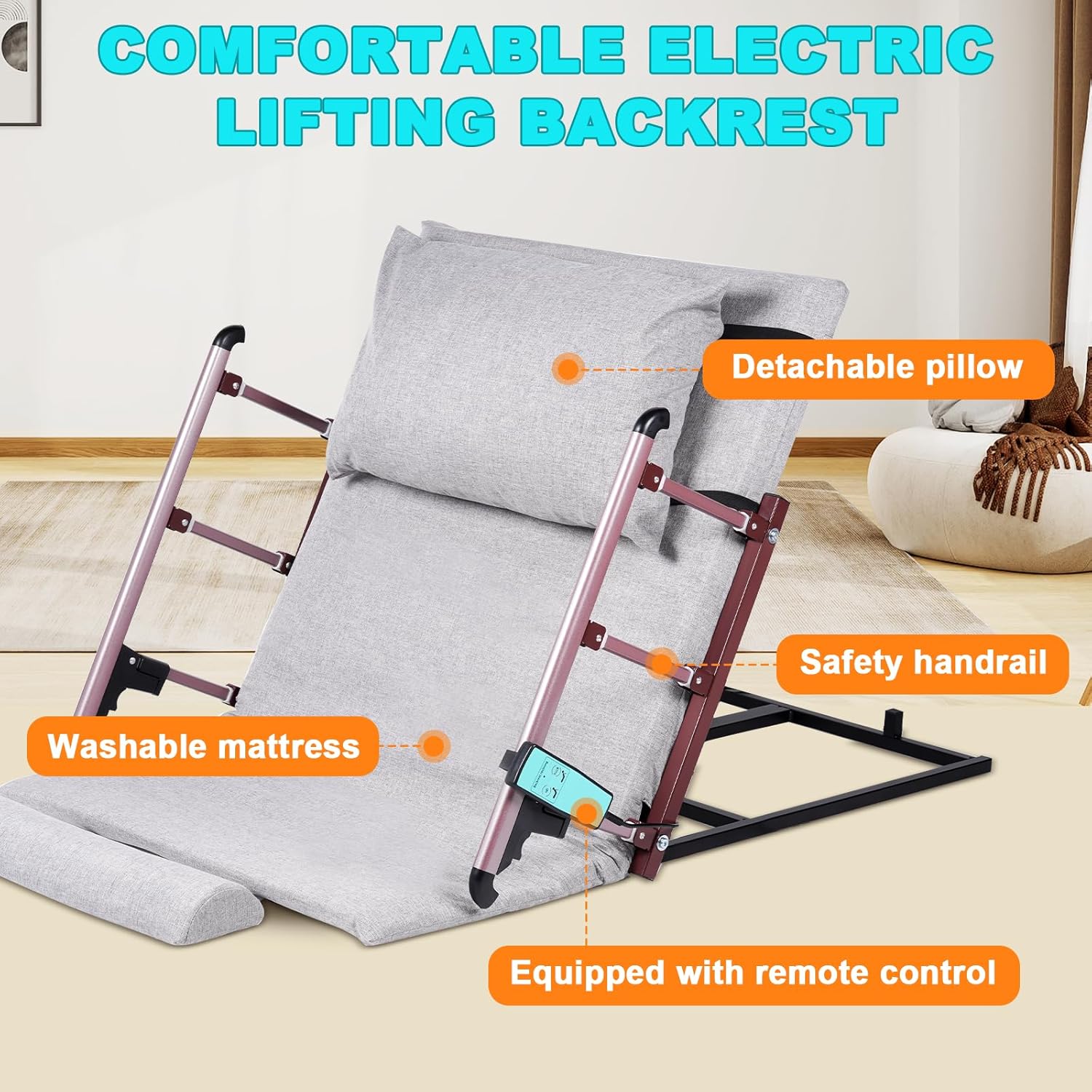 YUCHENGTECH Electric Adjustable Bed Backrest with Foldable Armrest
