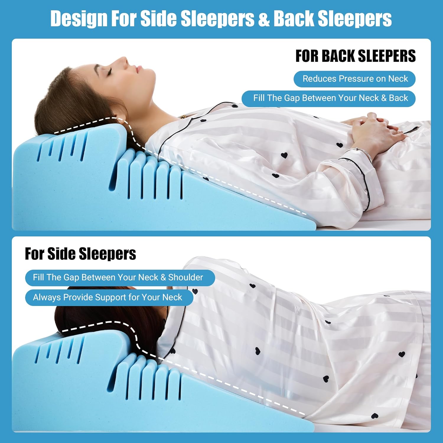 HOMBYS Memory Foam Wedge Pillow for Back and Side Sleepers 1