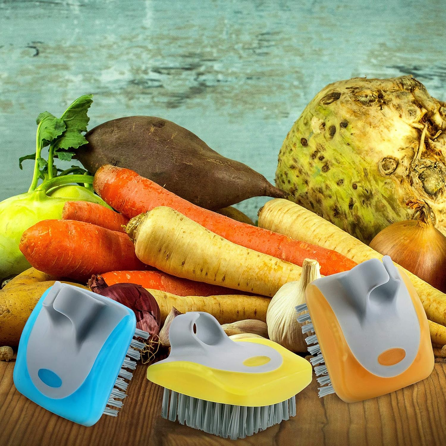 Tatuo 3-Piece Vegetable Brush Set for Fruits and Vegetables