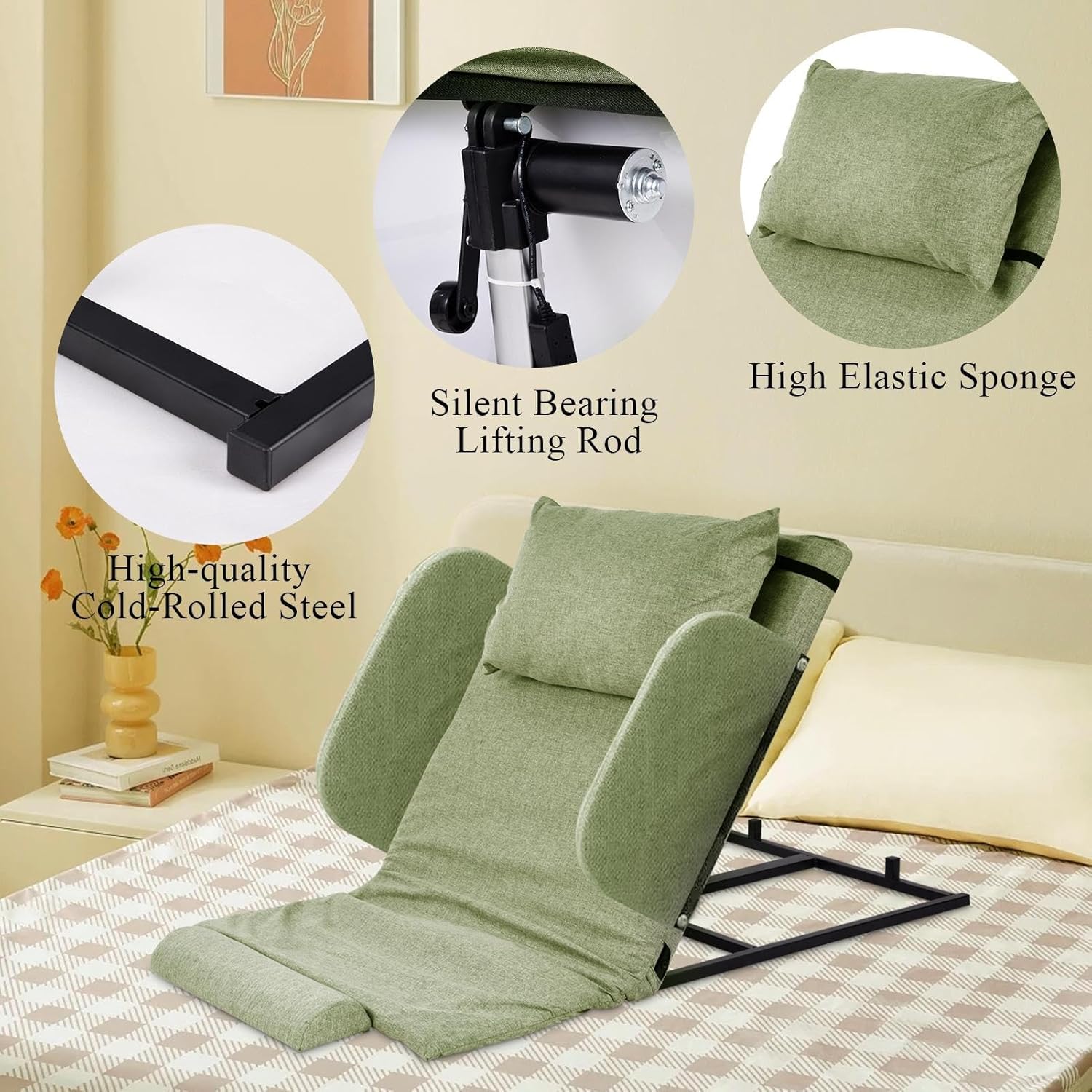 Electric Lifting Bed Backrest with Armrest and Remote Control 1