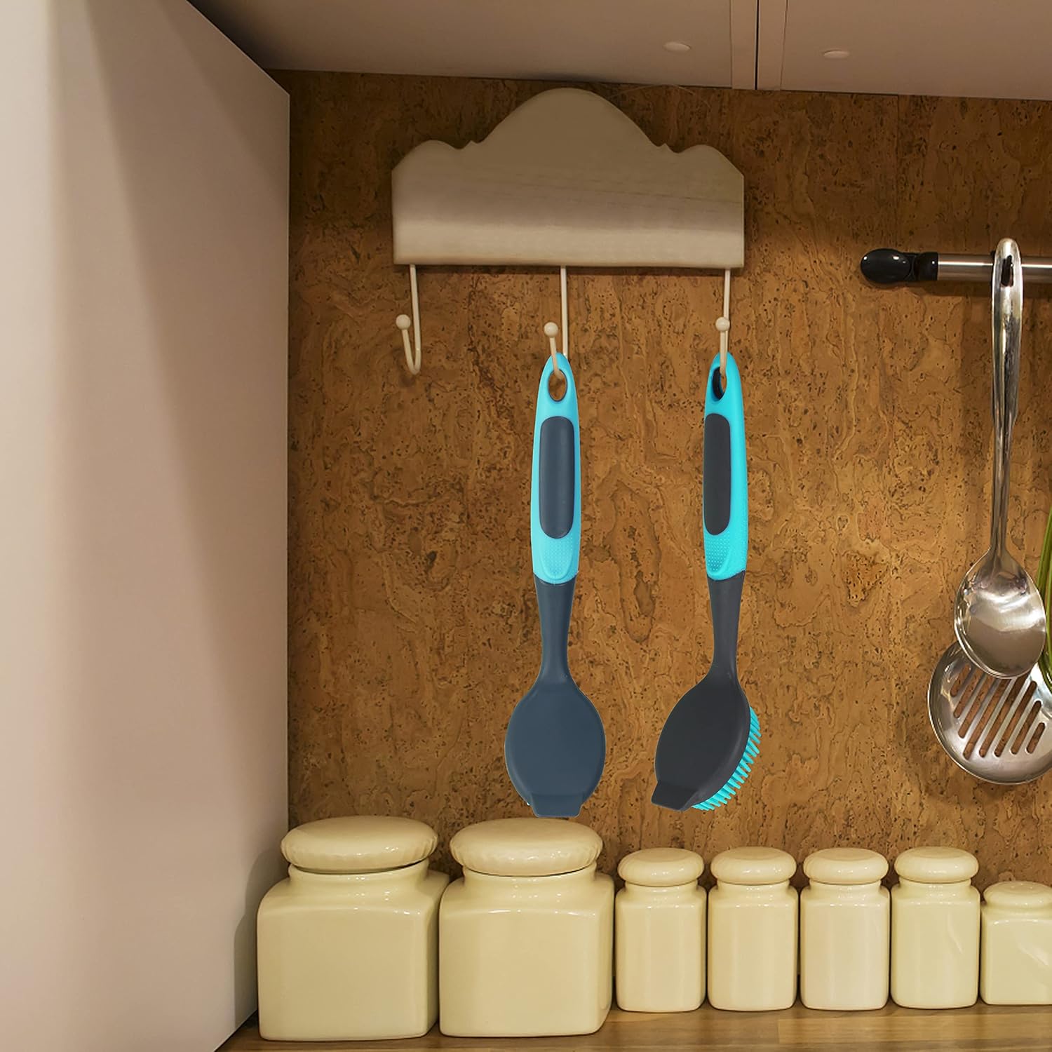 PHYEX 2-Pack Dish Brush with Handle and Scraper