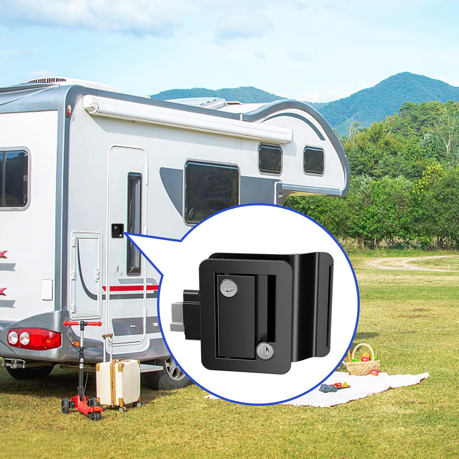 Ristow RV Entry Door Lock RL001 Black Key Lock