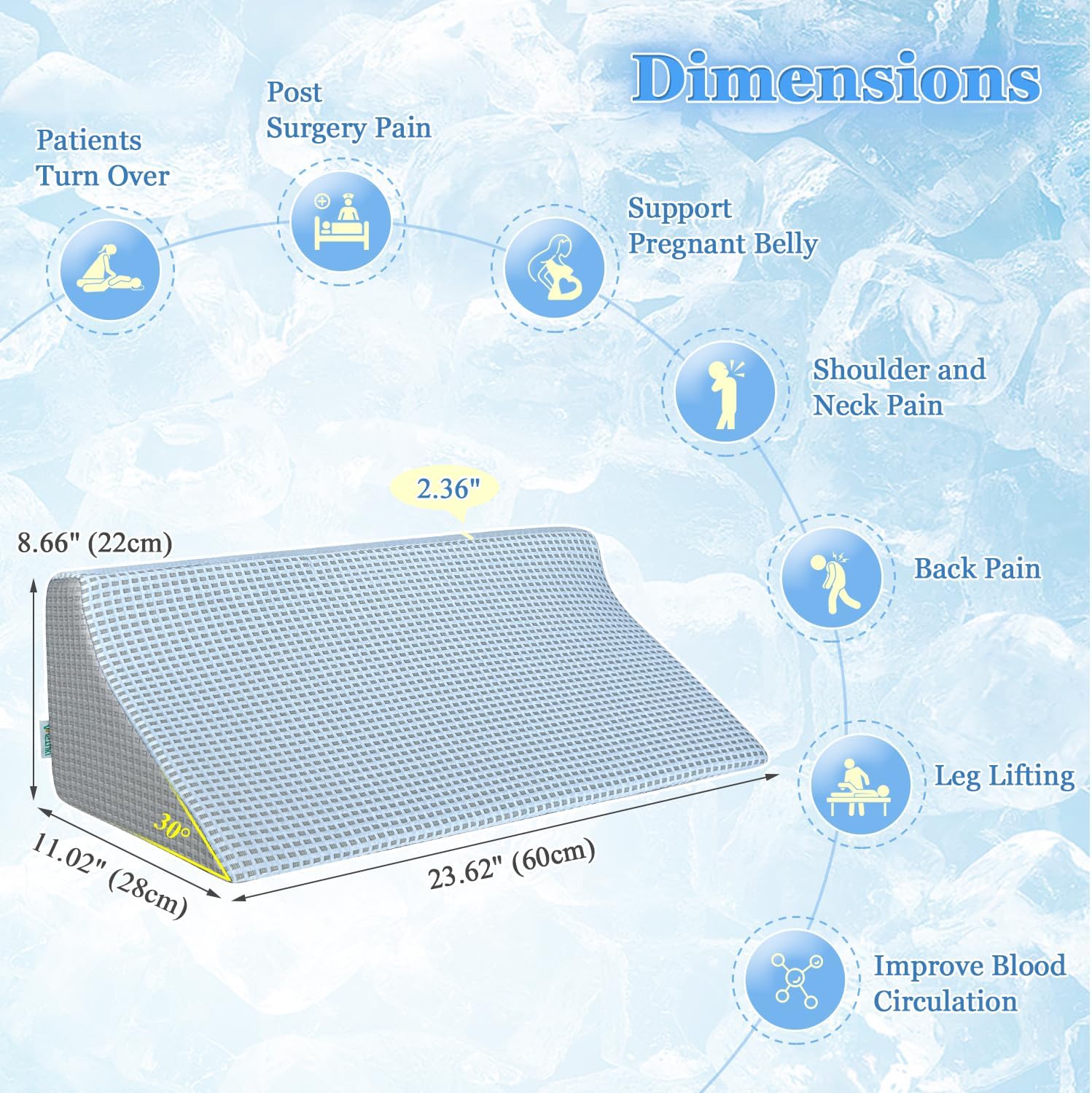 Cooling Bed Wedge Pillow for Side Sleepers and Elderly