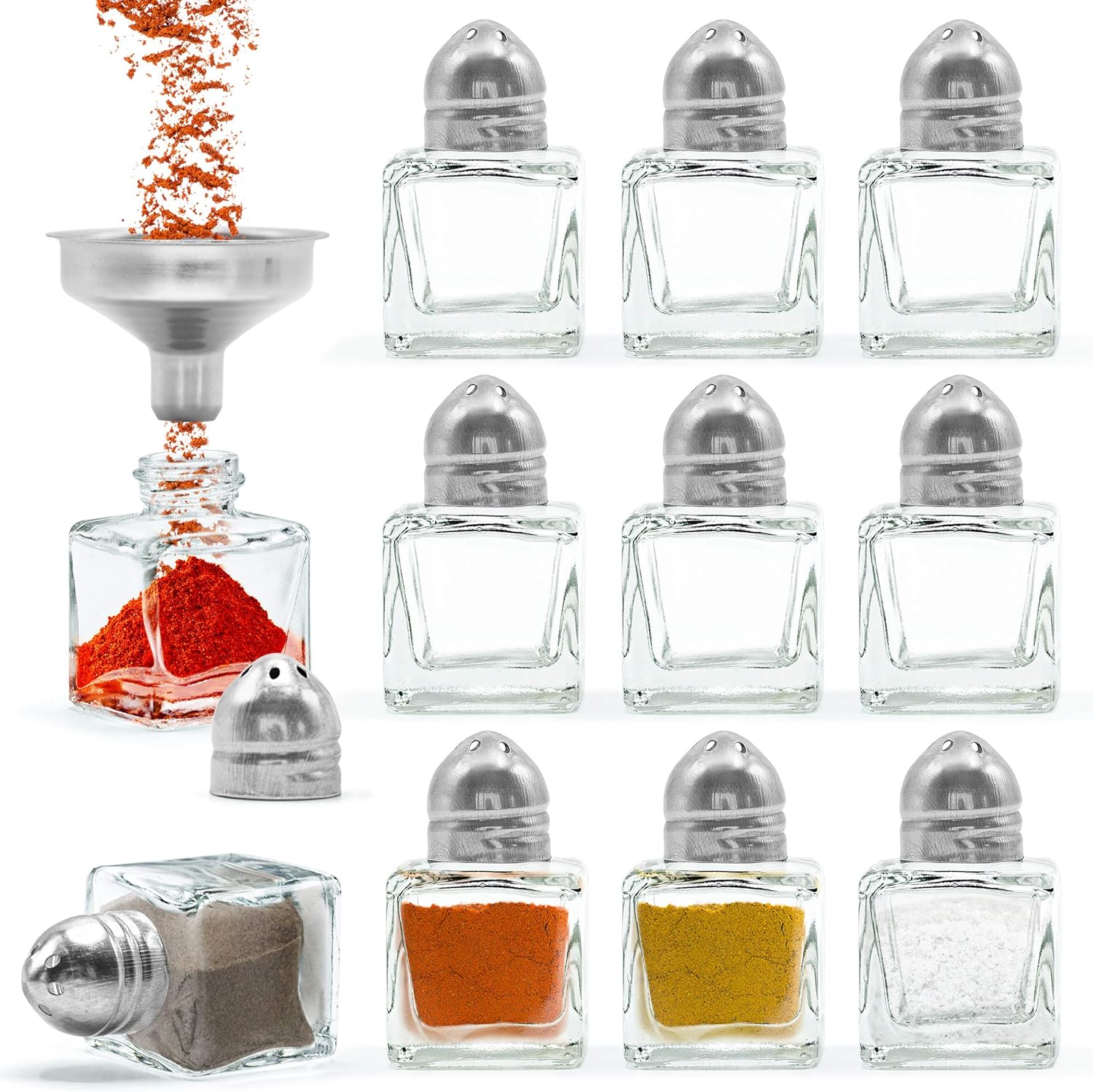 Srenta 24-Pack Clear Glass Salt Pepper Shakers