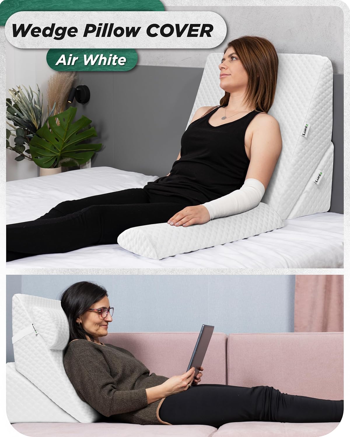 Lunix Replacement Cover for LX6 3pcs Wedge Pillow Set - Air White 1