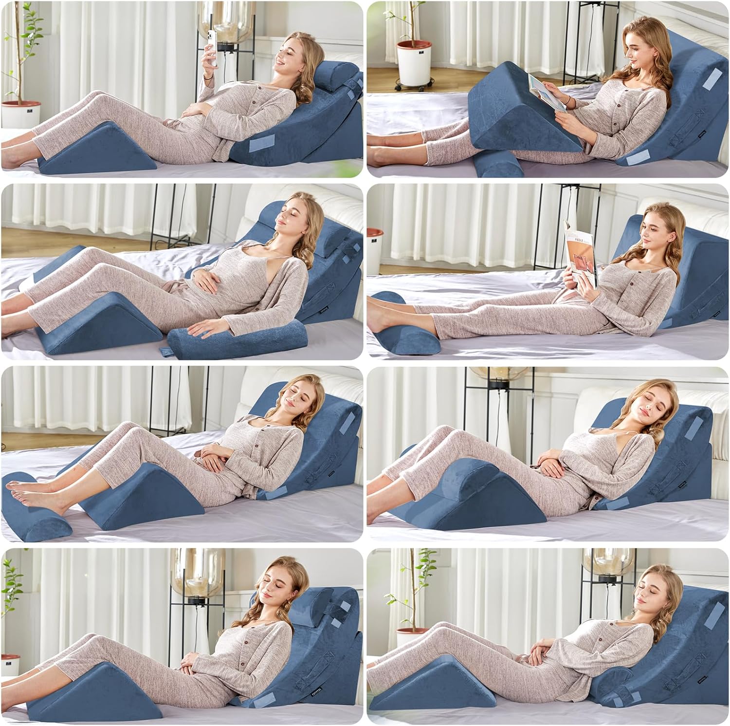 4PCS Orthopedic Bed Wedge Pillows for Pain Relief and Sleep Comfort